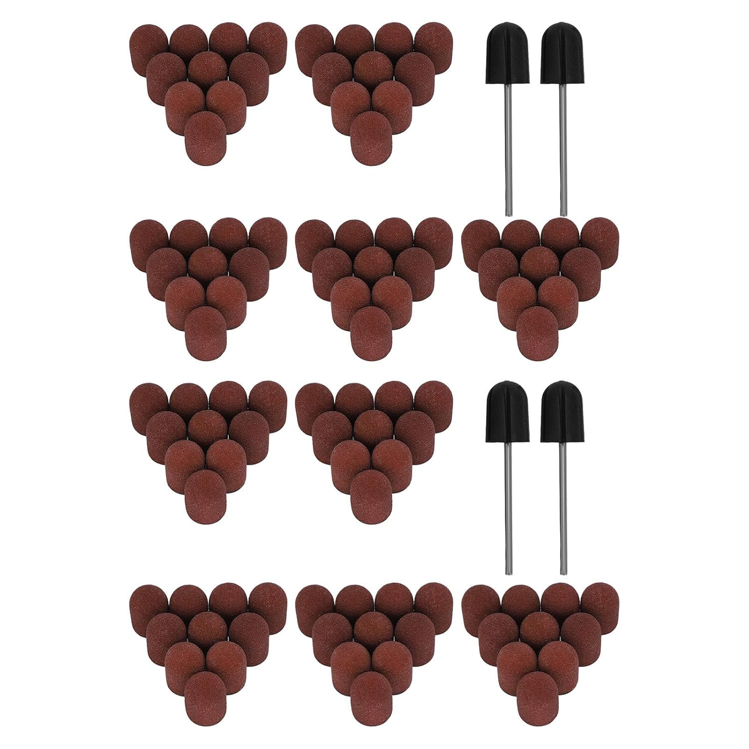 120# Körnung Schleifkappen Set für Nagelbohrer, 100 Stück Maniküre Schleifbänder mit 4 Schaft, Schleifhülsen Nagelfräser Nagelfräser Aufsätze zum Polieren und Schleifen von Nägeln Glas
