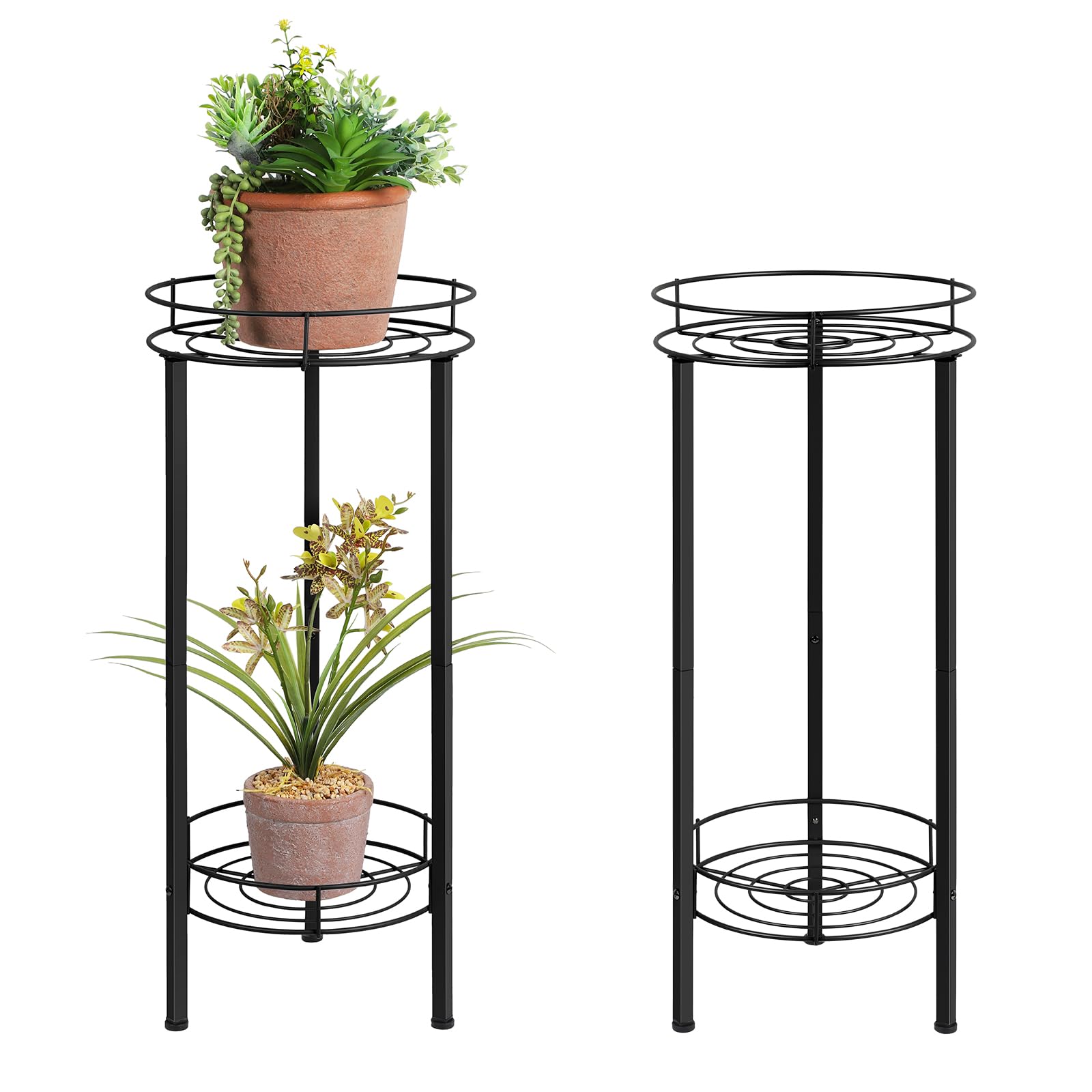 Supports Ronds En Métal Pour Pot De Fleurs - Lot De 2 Pieds De Plante En Fer, Design Élégant Pour Balcon Et Jardin (Bronze)