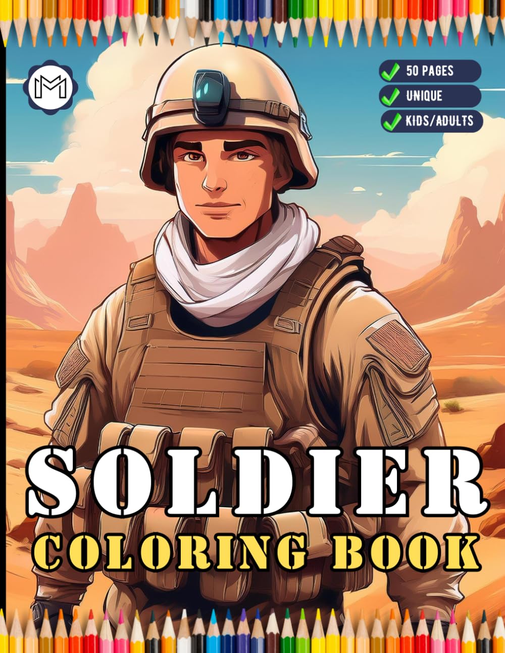 50 Pages Military Army Soldier Coloring Book for Adults Kids Boys Girls Teens Cool Military Warrior War Veteran Gift Present Army Land Forces Themed ... Pages for Soldiers Cadets Veterans Students