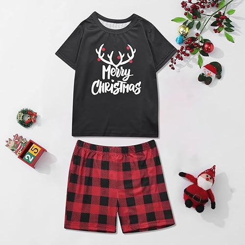 Miniatura 2 de JEGULV Pijamas de Navidad para la familia, conjuntos de pijamas de manga corta a juego para la familia 2024