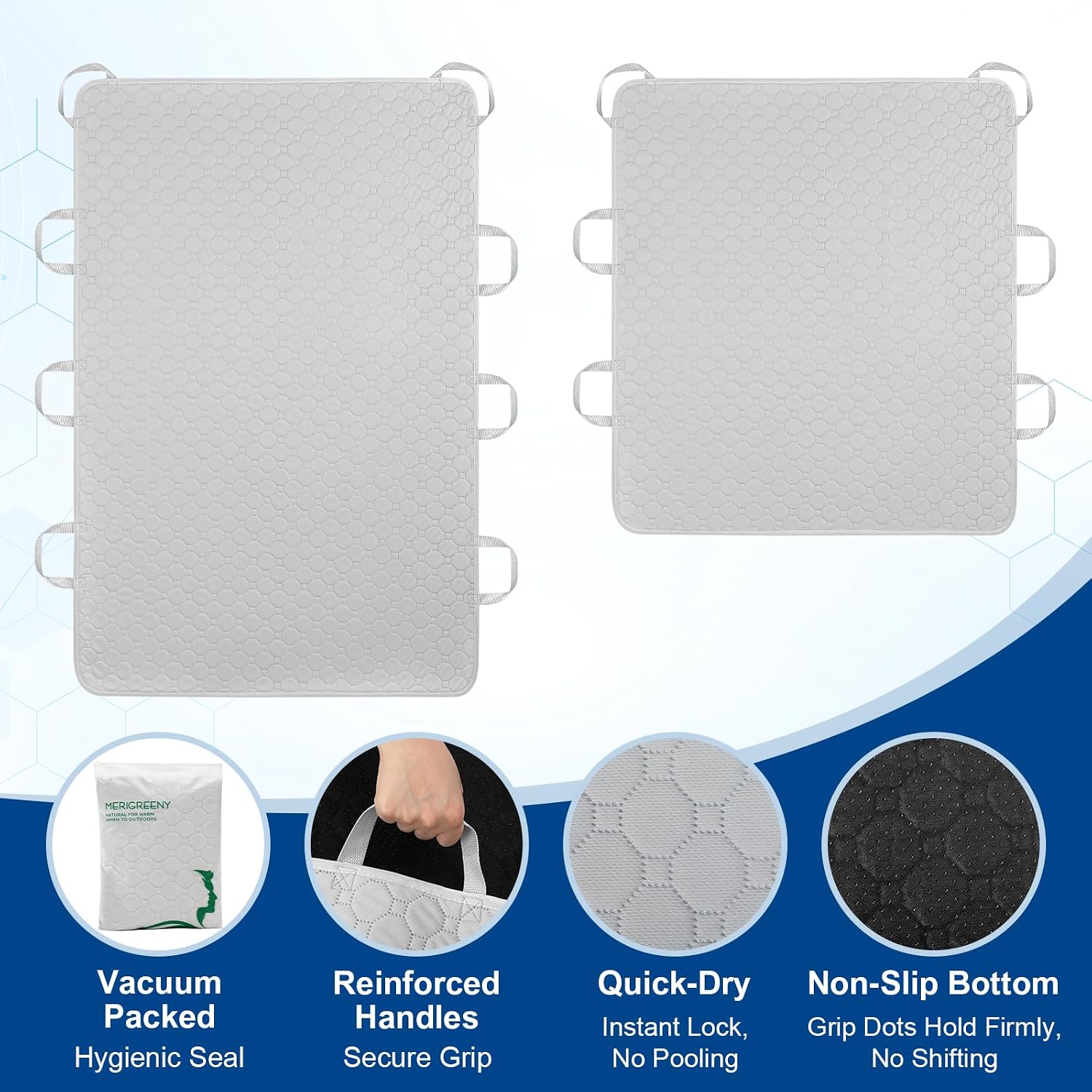 34"x36" Positioning Bed Pad, Quick Dry Underpads with 6 Handles (1 Pack)