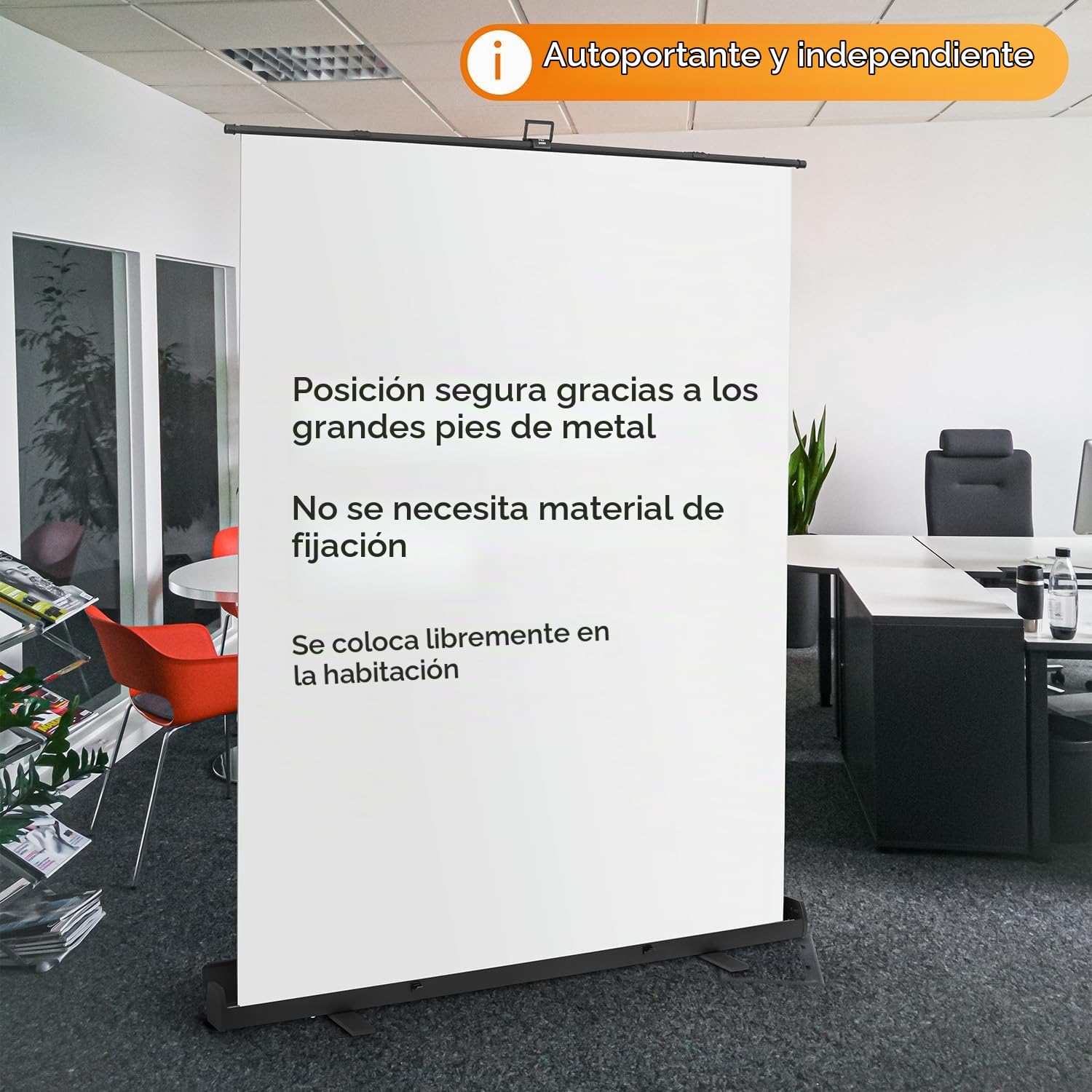 Walimex Pro Roll-Up Panel 165x220 cm Fondo Fotográfico Blanco I Lienzo fotográfico portátil, Independiente para sesiones de Retrato, Estudio fotográfico y Streaming I Efecto Chromakey I Caja metálica