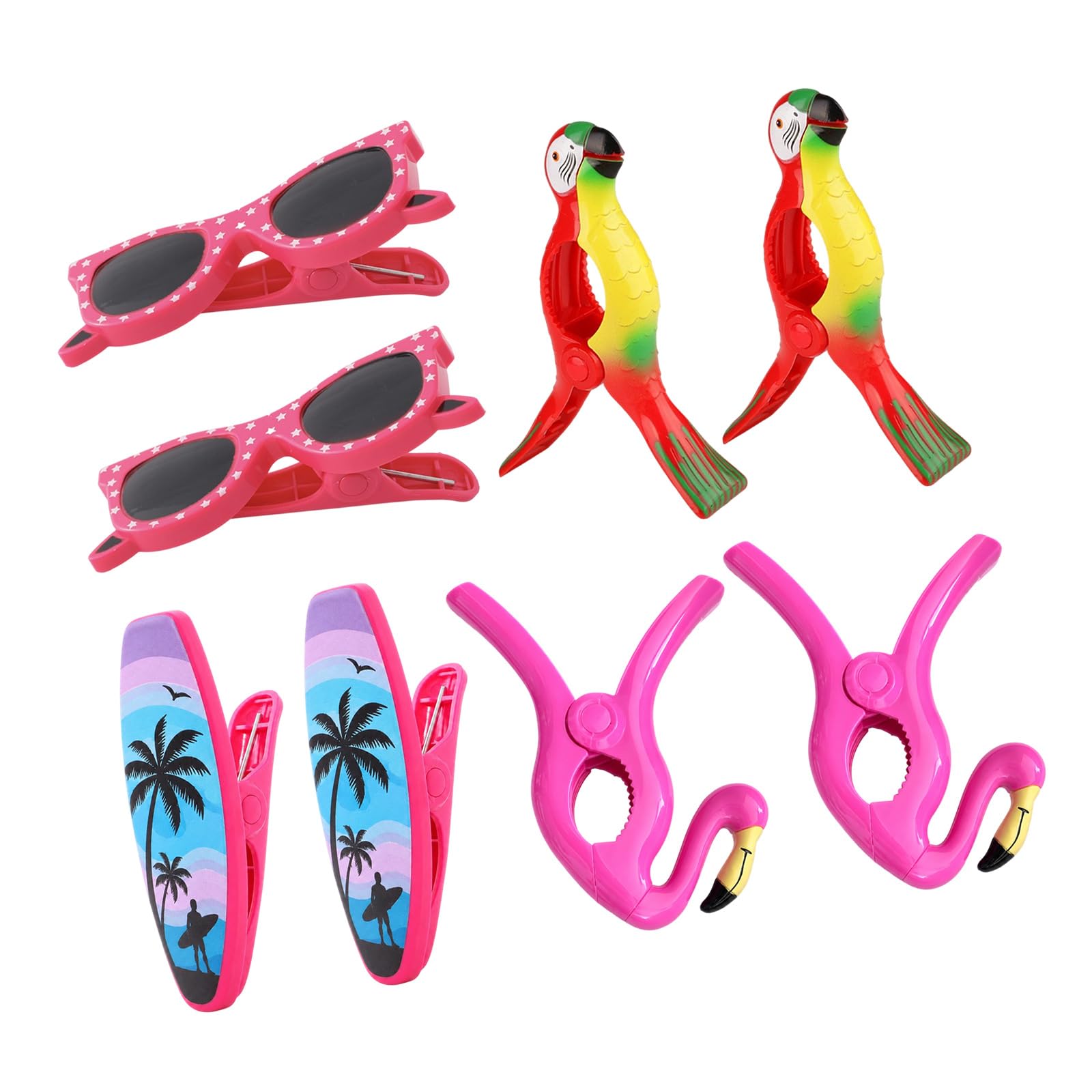 Strandtuchklammer mit Tropenmotiv aus Kunststoff, starker Halt für Pool und Meeresufer, Verwendung mit winddichten Handtuchklemmen in leuchtenden Farben