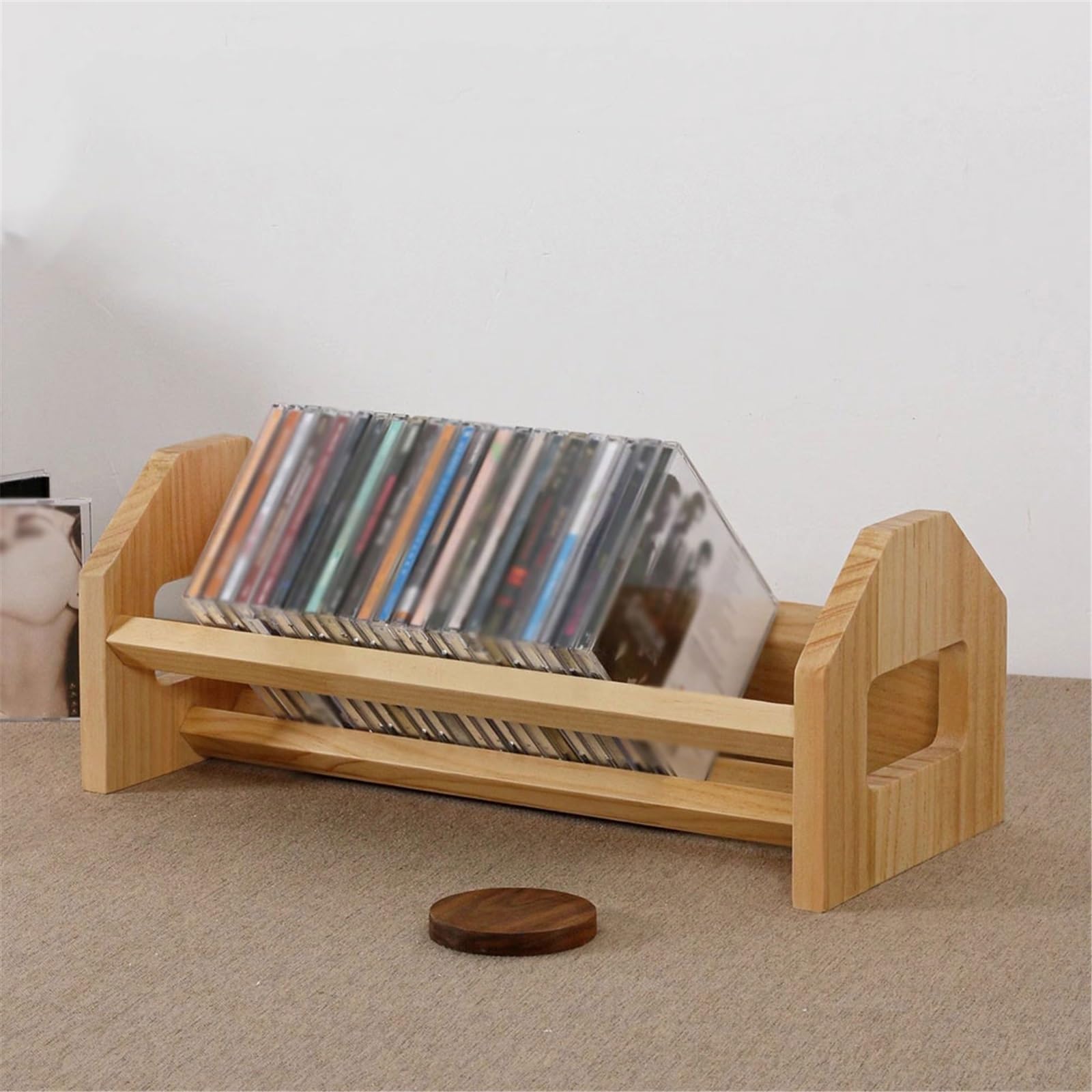 Custodia per CD Espositore da tavolo for CD, porta-album in legno for l'ufficio domestico Portadischi
