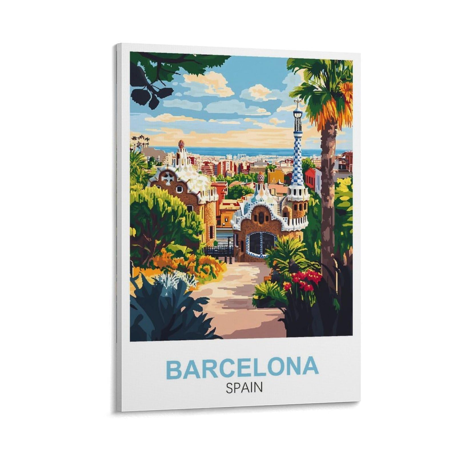 CLFMHNAS Barcelona Spain Vintage Travel Posters 20x30inch(50x75cm) Canvas Wall Art Prints