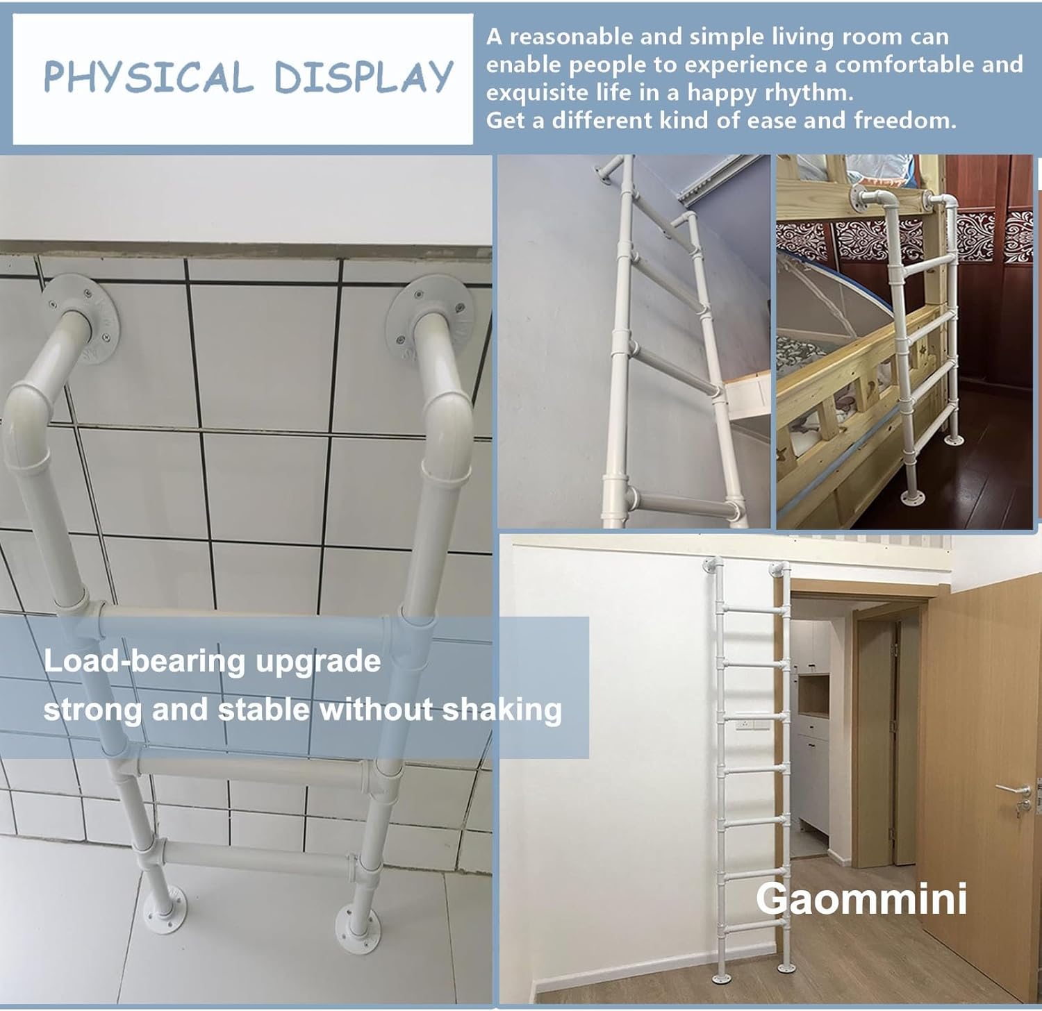 White Metal Egress Ladder for Basement, Wall Mounted Loft Attic Climb Ladder, Outdoor Indoor Fire Escape Ladder 3.3-9.8ft Fire Escape Ladder Bed Safety Step Ladder(210cm