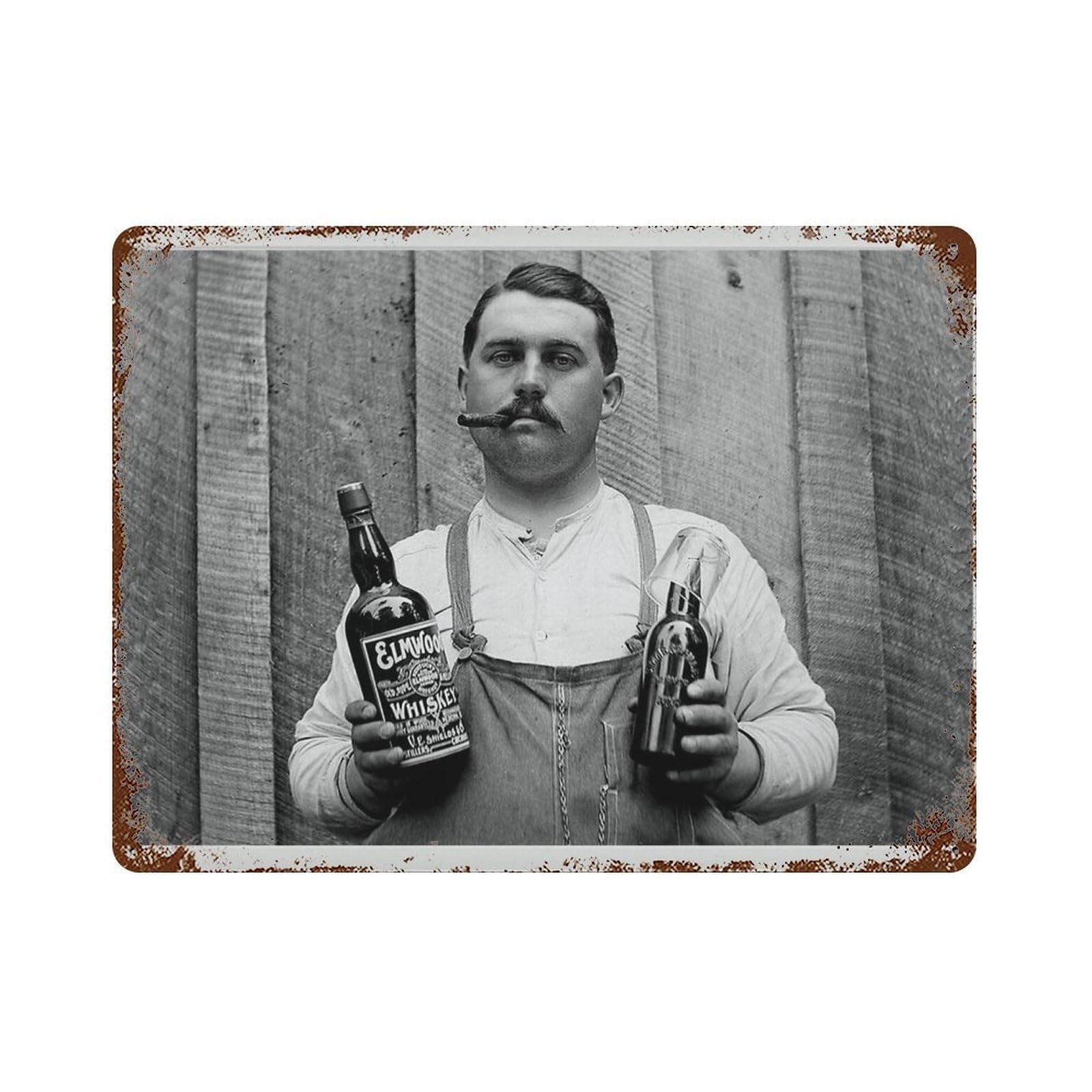 xiaoxiaoshen Prohibition Whiskey Photo_ Black And White Speakeasy Wall Decor Art Metal Tin Poster Modern Home Decor Art Home Bar Shop Decorations Vintage Sign 30x40cm