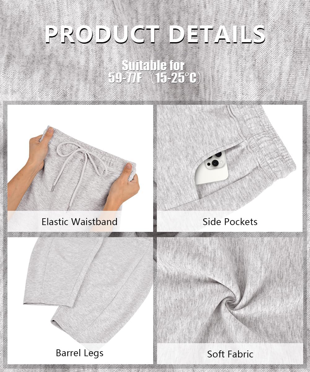 CARCOS Plus Size Pants for Women Barrel Sweatpants Baggy Wide Leg Lounge Drawstring Casual Palazoo with Pockets XL-5XL - Image 6