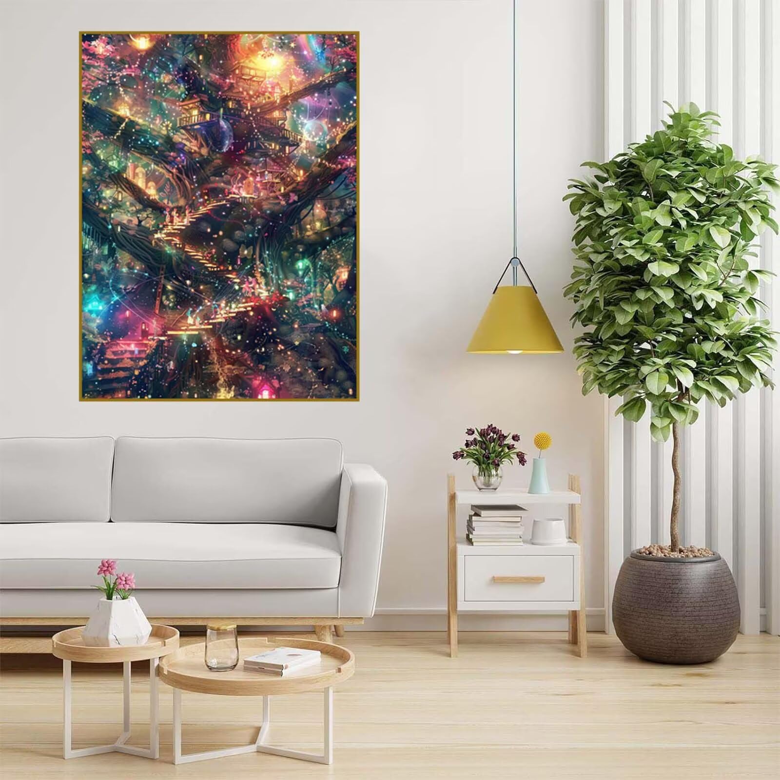 Diamond Painting Bunt Malen Nach Zahlen Erwachsene, 5D Diamant Painting Bilder Kabine Diamond-painting Mosaikherstellung Bastelset Kinder ab 6 Jahre, Deko Wohnzimmer, Mädchen Geschenke 80x110cm 6X-909