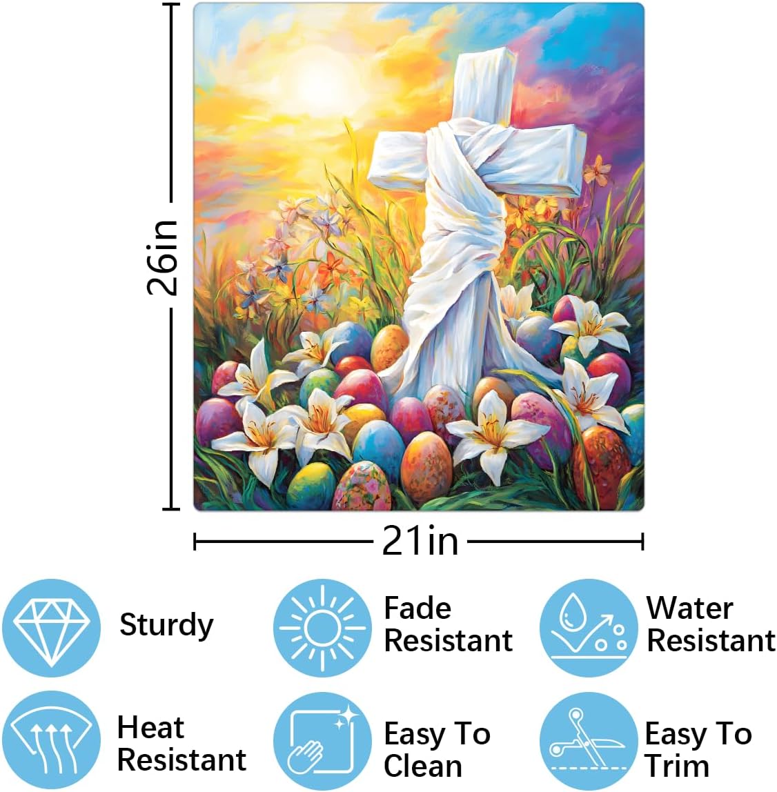 Dishwasher Magnet Cover Easter Cross Colorful Lily Egg Front Dishwasher Cover Decorative Refrigerator Reuseable Home Cabinet Appliances Stickers 23 x 26 inch