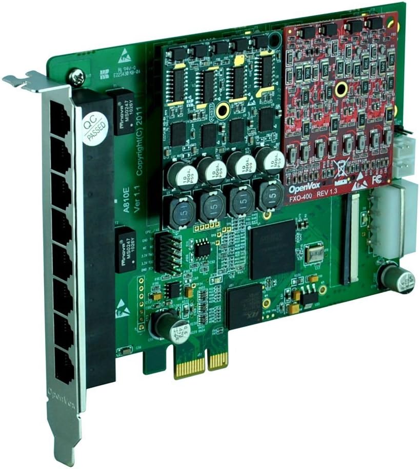 OpenVox A810E02 8-Port Analog PCI-E card base board + 2x FXO400 Modules