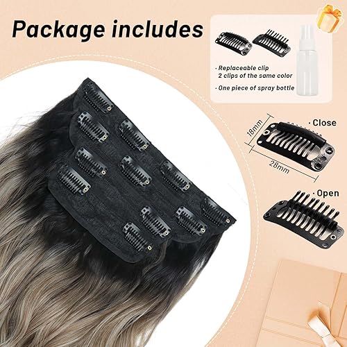 Vista 12 de Extensiones de cabello sintético con clip de 20 pulgadas para mujer, 4 piezas, extensiones de cabello largo y rizado, extensiones de cabello