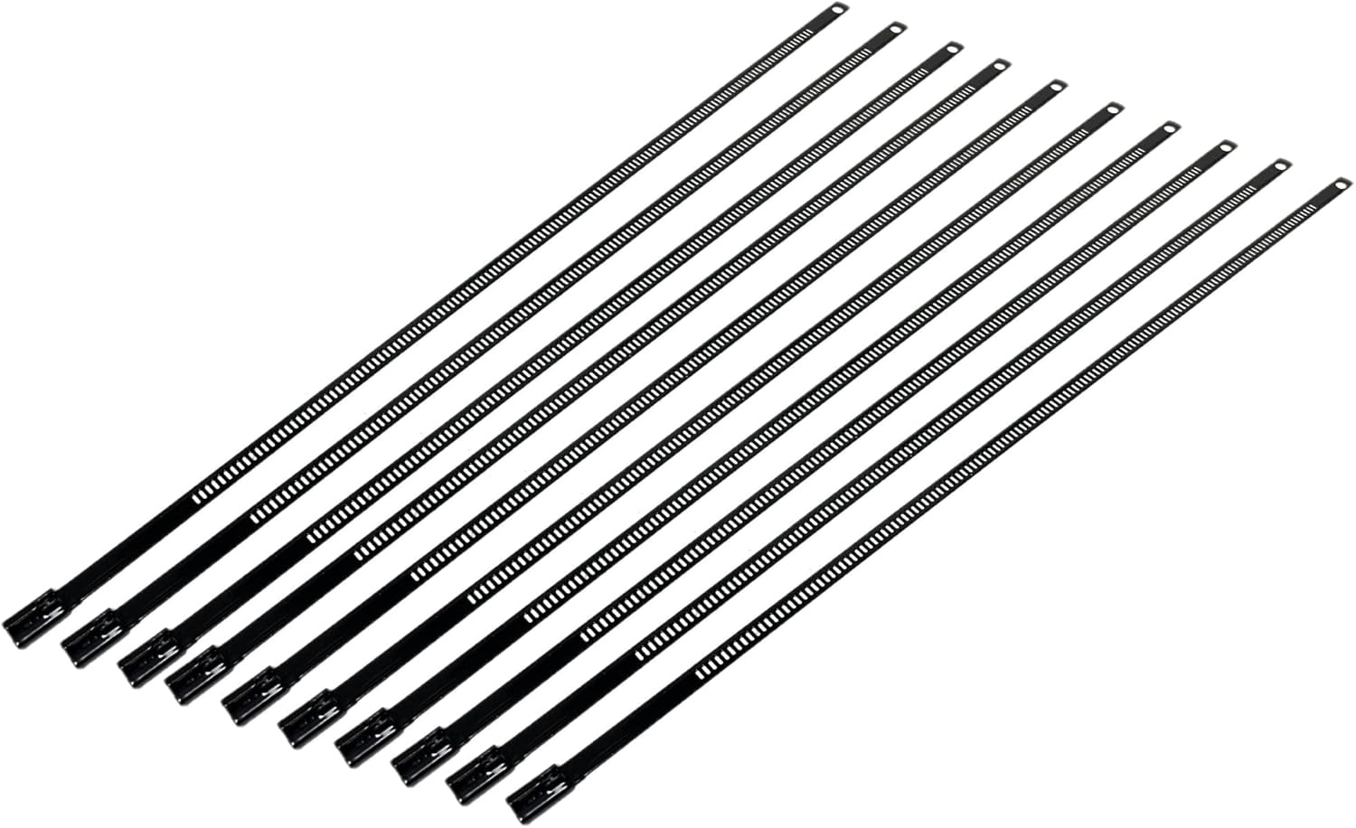 Black Snap Strip Stainless Steel Zip Tie 10 Pack 14" Long