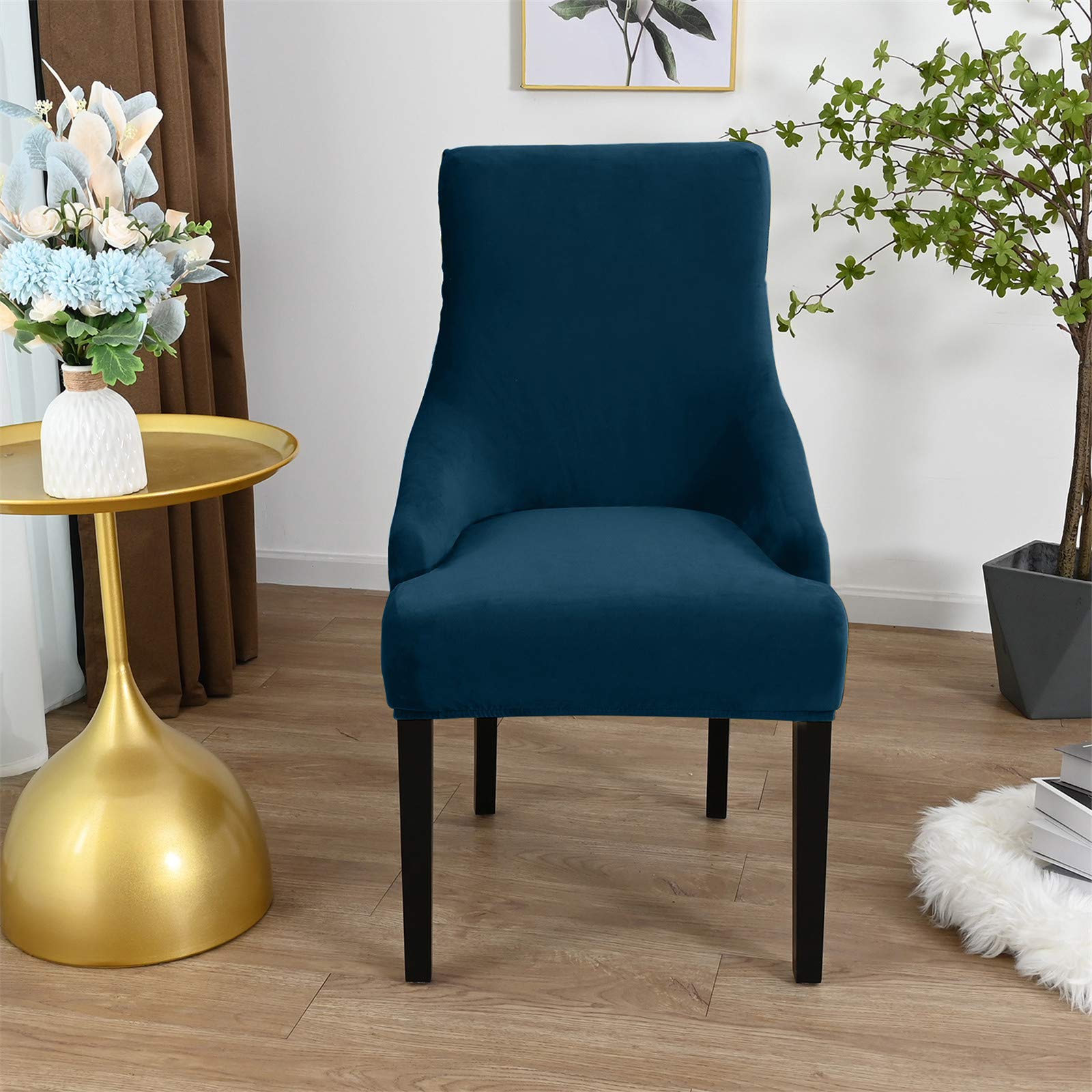 Coprisedia Rotondo In Velluto Elasticizzato Con Motivo Luna, Taglia L (94-122 Cm), Verde Acqua, Fodera Per Sedia Da Pranzo E Soggiorno - 4