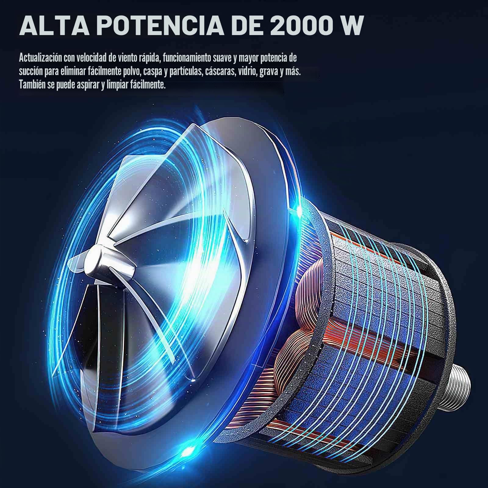 Aspirador sin bolsa, 2000 W, aspirador compacto silencioso, capacidad 1,5 L, con sistema de filtración HEPA, potente aspirador para suelos, alfombras, sofás y coche