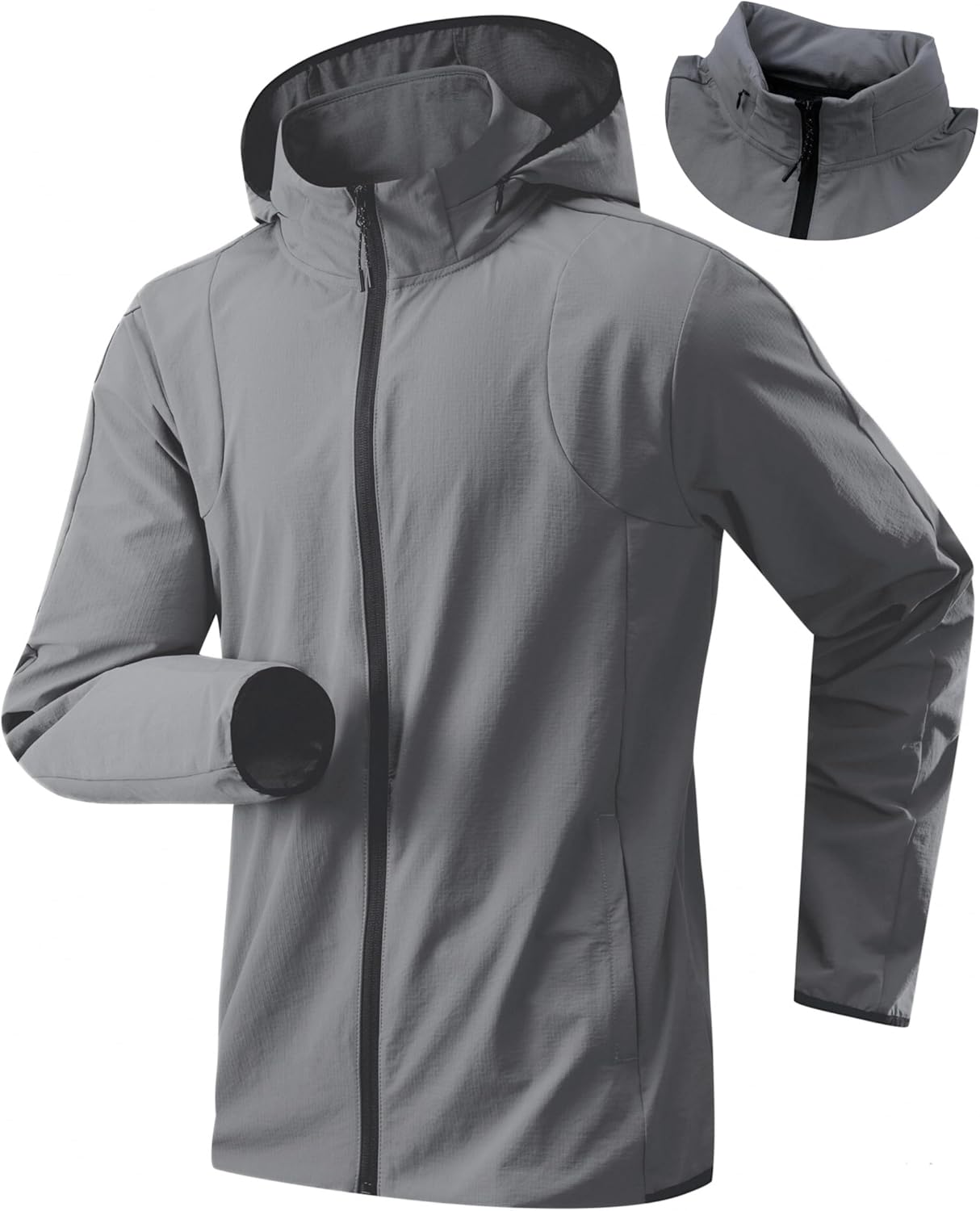 Simbora Jackets for Men,Lightweight Water Resistant Windbreaker,Zip Rain Jacket Hidden Hood Breathable Running Softshell