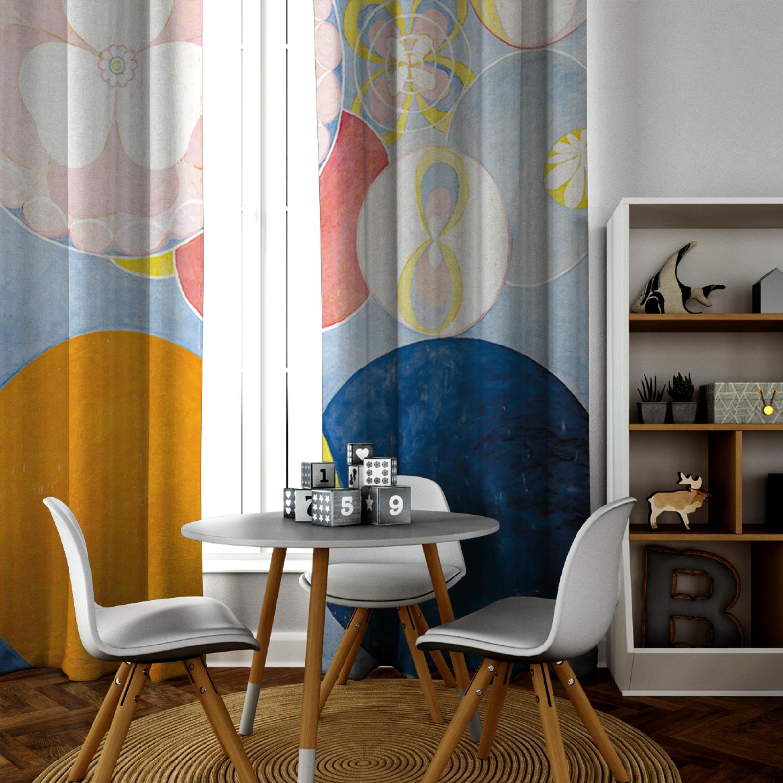 Acuarela Dibujos Animados Cortinas Impresas para bebé Guardería Dormitorio Dormitorio Lindo Ruido Reducción de Ruido Tratamientos de Ventana Cortinas Set 2 Paneles 168x229cm