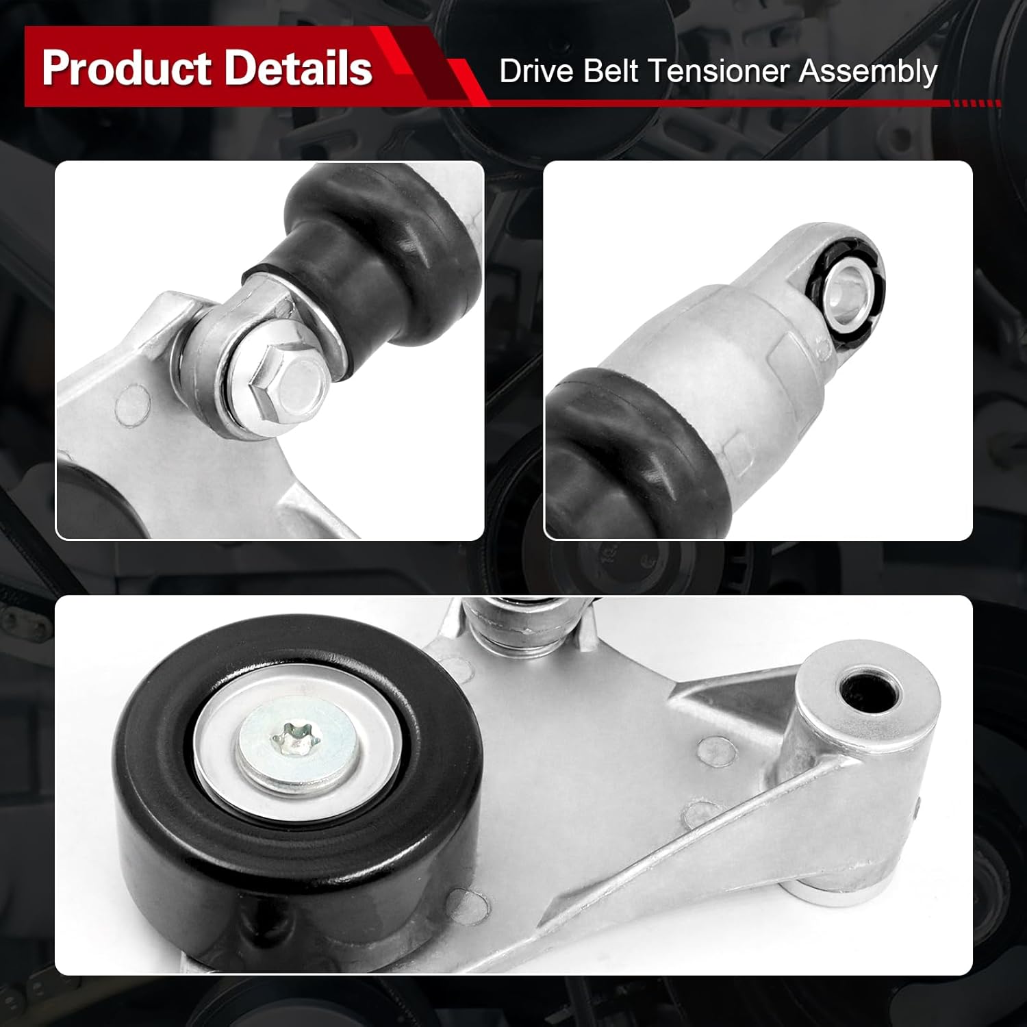 Belt Tensioner Assembly with Pulley, Compatible with 2002-2006 Toyota Camry, 2001-2007 Highlander, 2002-2006 Solara, 2005-2010 Scion tC, 2001-2005 RAV4, 2.0L 2.4L, Replaces 166200W110 16620-28090