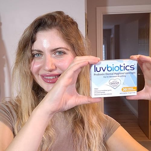 Miniatura 4 de Luv Biotics Pastillas probióticas de limón con xilitol y aloe vera para el mal aliento, halitosis, salud de las encías, boca seca y cuidado bucal -