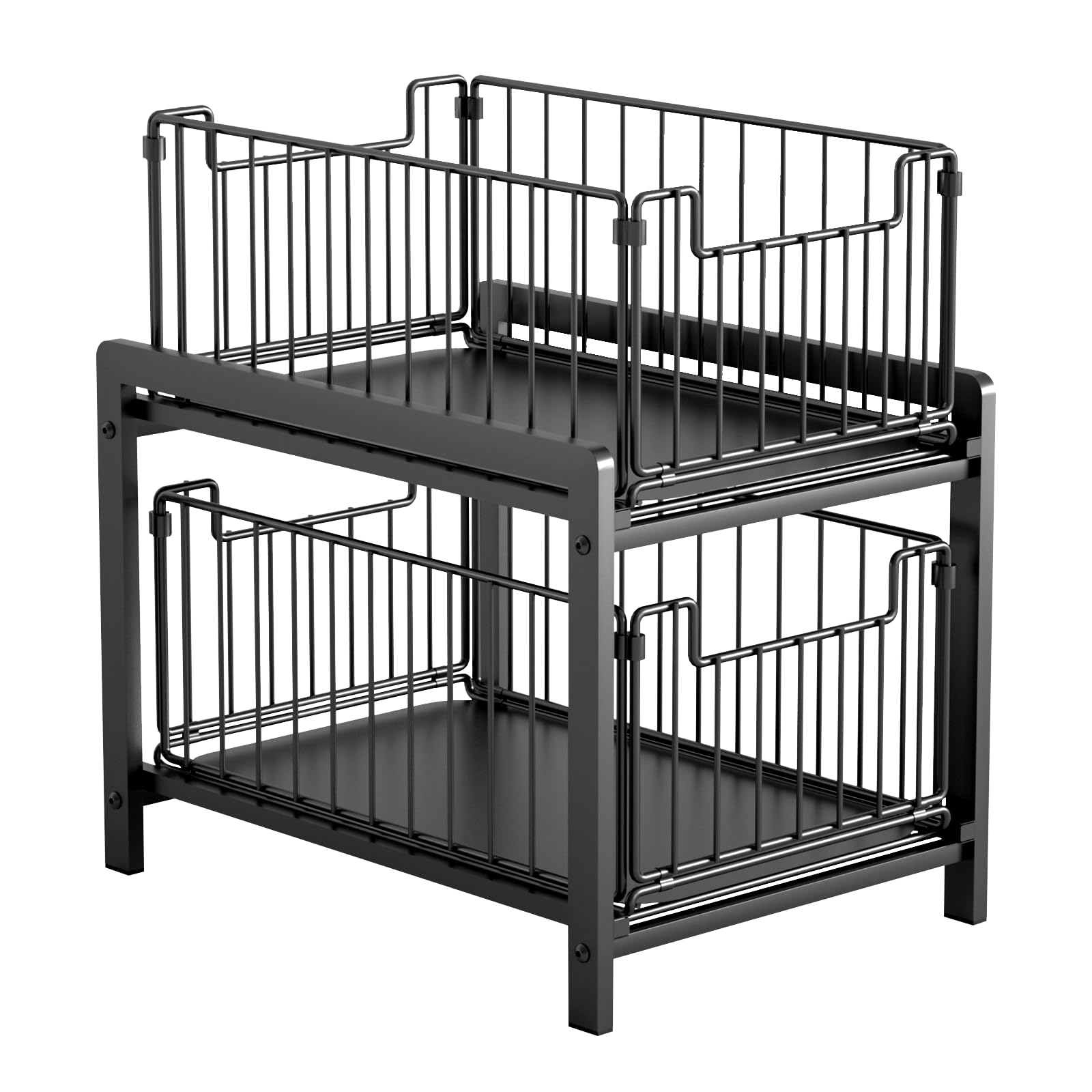 HUOLE Rangement sous Evier, Organisateur D'Armoires De Cuisine pour Armoires de Cuisine, Bac Coulissant Placard Cuisine, Organisateur de Tiroirs,26 x 37 x 38,5 cm (Noir)