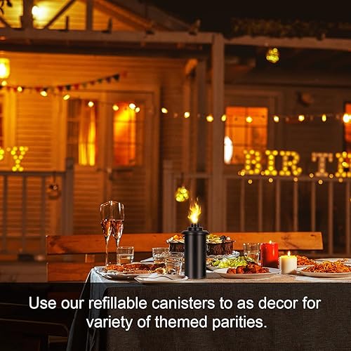 Miniatura 6 de Botes de antorcha de 16 onzas, 4 paquetes de recipientes de repuesto recargables con mechas y tapas, farol de mesa decorativo de metal para jardín,