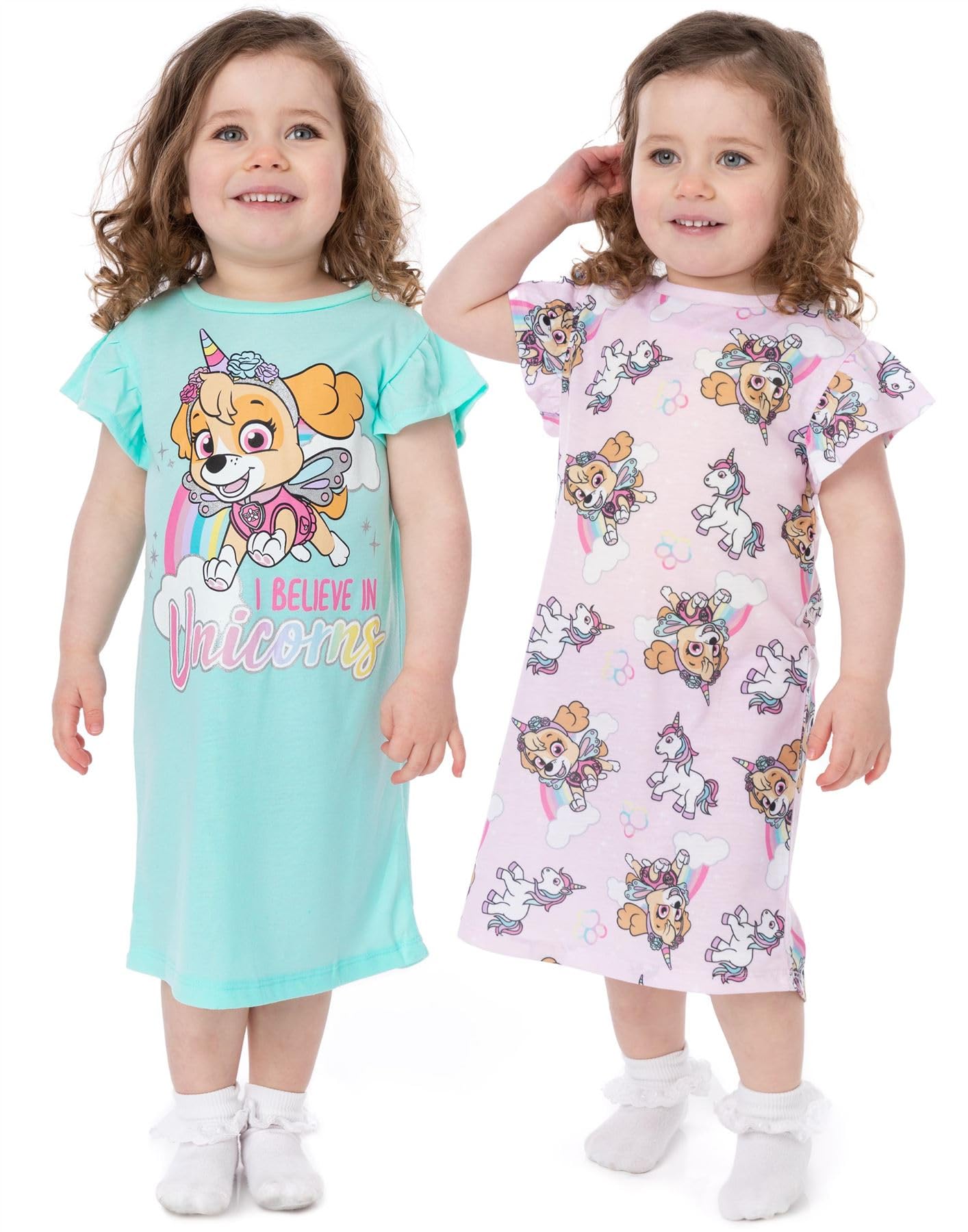 Patrulla Canina Paquete 2 camisones niñas rosa Skye unicornio vestido noche