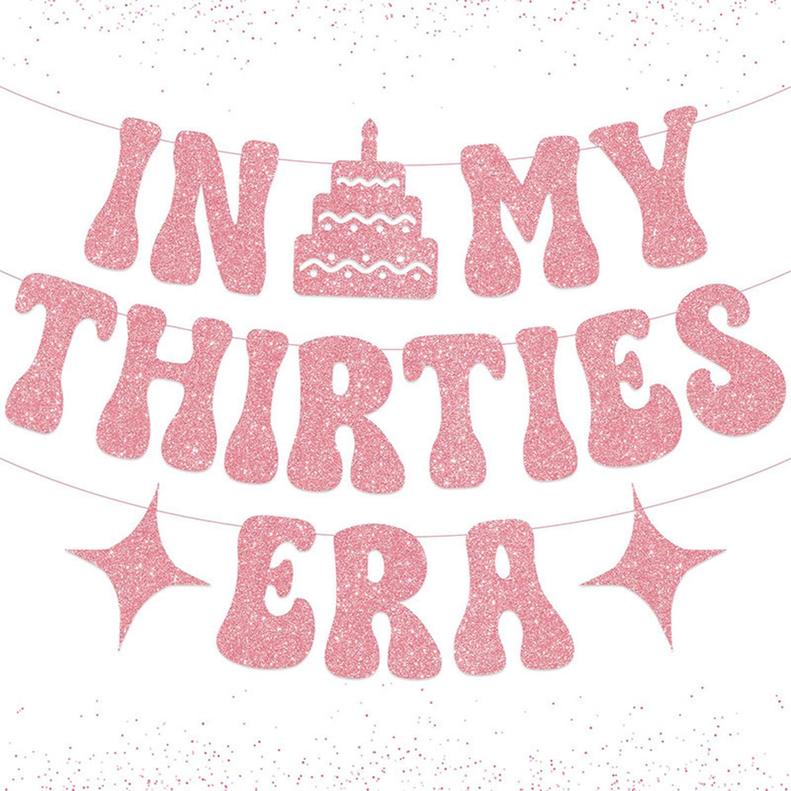 30th Birthday Banner Rose Gold Glitter - In My Thirties Era Banner for Birthday Party Decorations