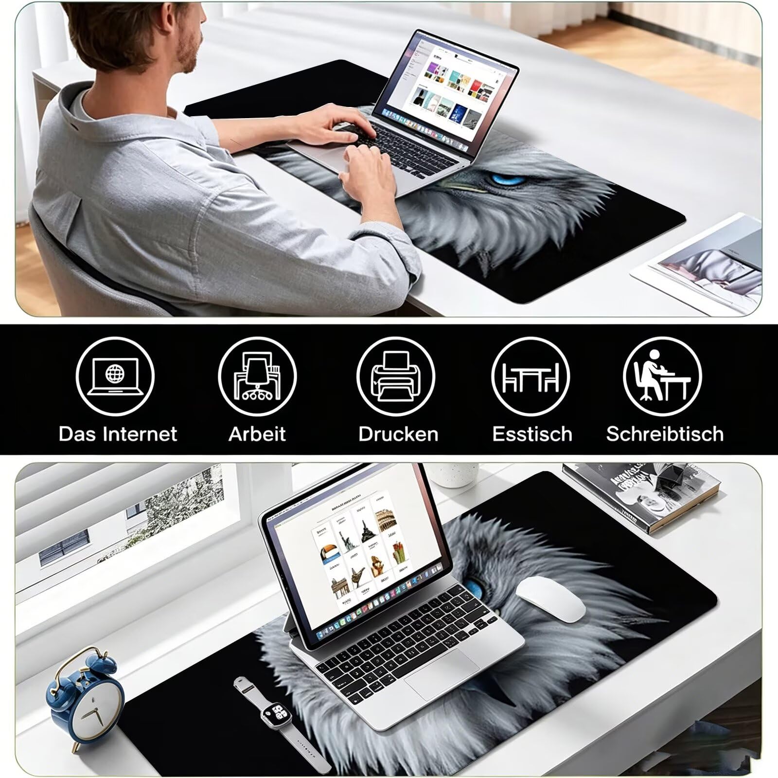 Tappetino Mouse Gaming, 1200x600mm Tappetino Mouse XXL nero 0c0-306 | Mouse Pad Grande, Ottimizzato per i Sensori da Gioco, Migliora Precisione e Velocità, per Mac e PC, Scultura