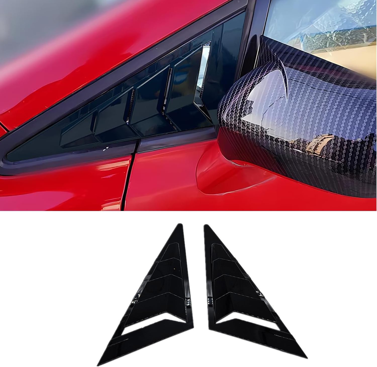 Window Louvers for 8th Gen Honda Civic 2006 2007 2008 2009 2010 2011 Accessories Front Side Window Louvers Air Vent Shades Panel Cover Exterior Decoration Accessories（Front Side Bright Black）