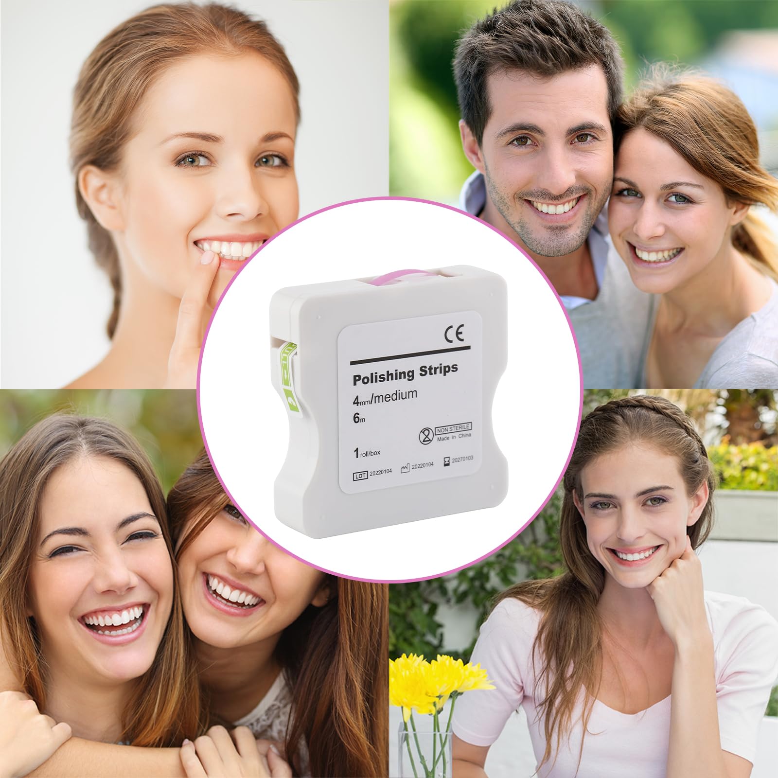 Papel de lija dental 4 mm ancho 6 m/rollo pulidora interdental herramientas de lijado rosa