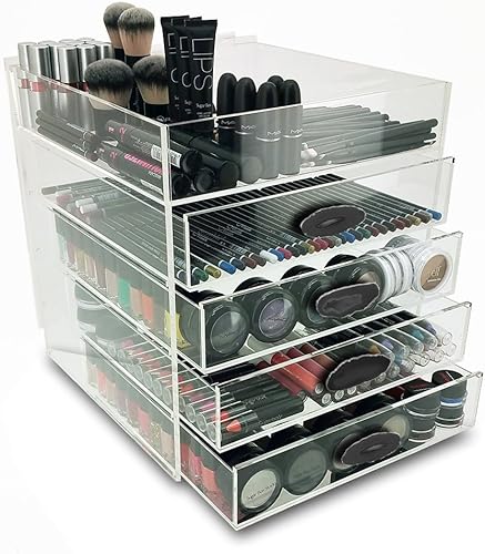 Miniatura 3 de OnDisplay Ultimate Diva - Estación de organización de cosméticos, cubo de 12 pulgadas, ágata doradaplateada (negroplateado)