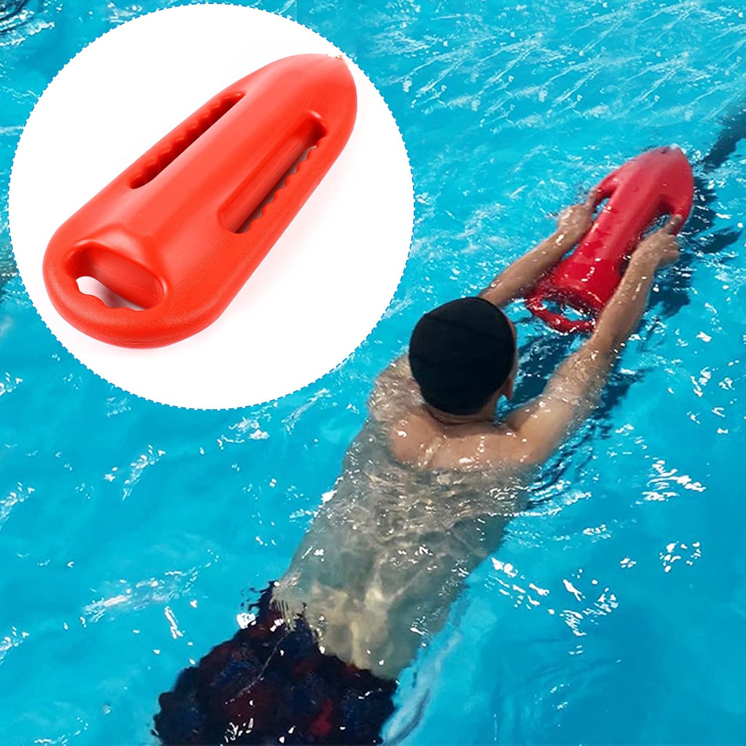 Lifeguard Float, Lifeguard Rescue Can Float 3 Handle Rescue Can Swimming Float with Pe Cord and Adjustable Buckle for Open Water, Multi-Person and Diver Rescues, Orange
