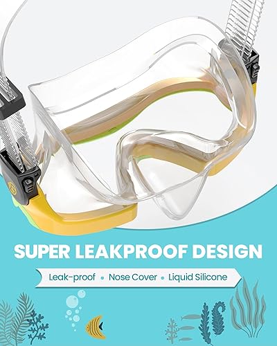 Miniatura 3 de OutdoorMaster Stingray - Gafas de natación para niños con cubierta para la nariz, máscara de buceo para niños, gafas de natación antivaho para niños