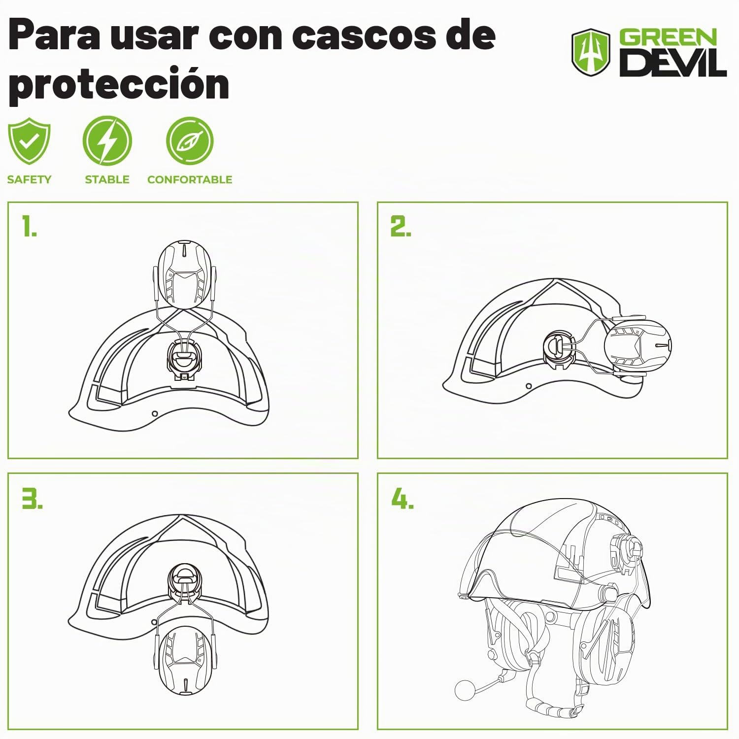 GREEN DEVIL Shield LD, protección auditiva activa con tecnología Bluetooth 5.3 y micrófono integrado compatible con EN352 SNR 32 dB para corte y ruido