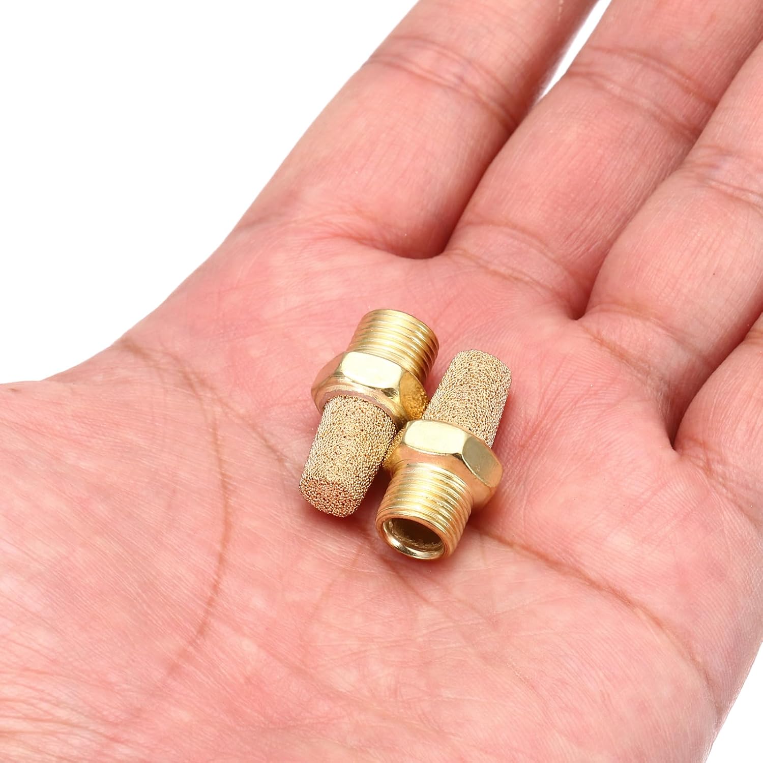 MECCANIXITY 8PCS Pneumatic Exhaust Muffler, 1/8" NPT Male Sintered Bronze Brass Muffler Air Fittings for Pneumatic Tools and Industrial Machinery