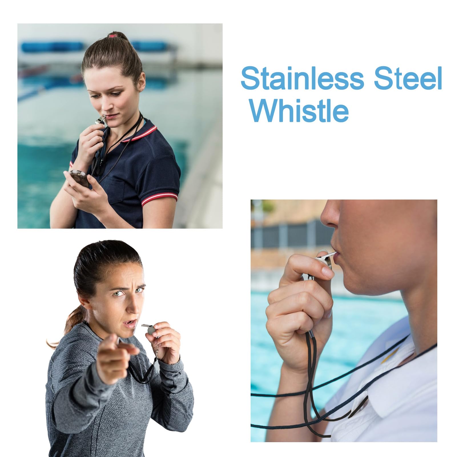 Silbato de Acero Inoxidable Pack 2, Silbato Deportivo con Cordón para Árbitros Entrenadores
