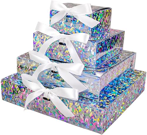 Miniatura 1 de SZYCHEN Caja de regalo holográfica de color, con lazos y cintas, utilizada para regalos de cumpleaños, embalaje de artesanías y cartones portátiles