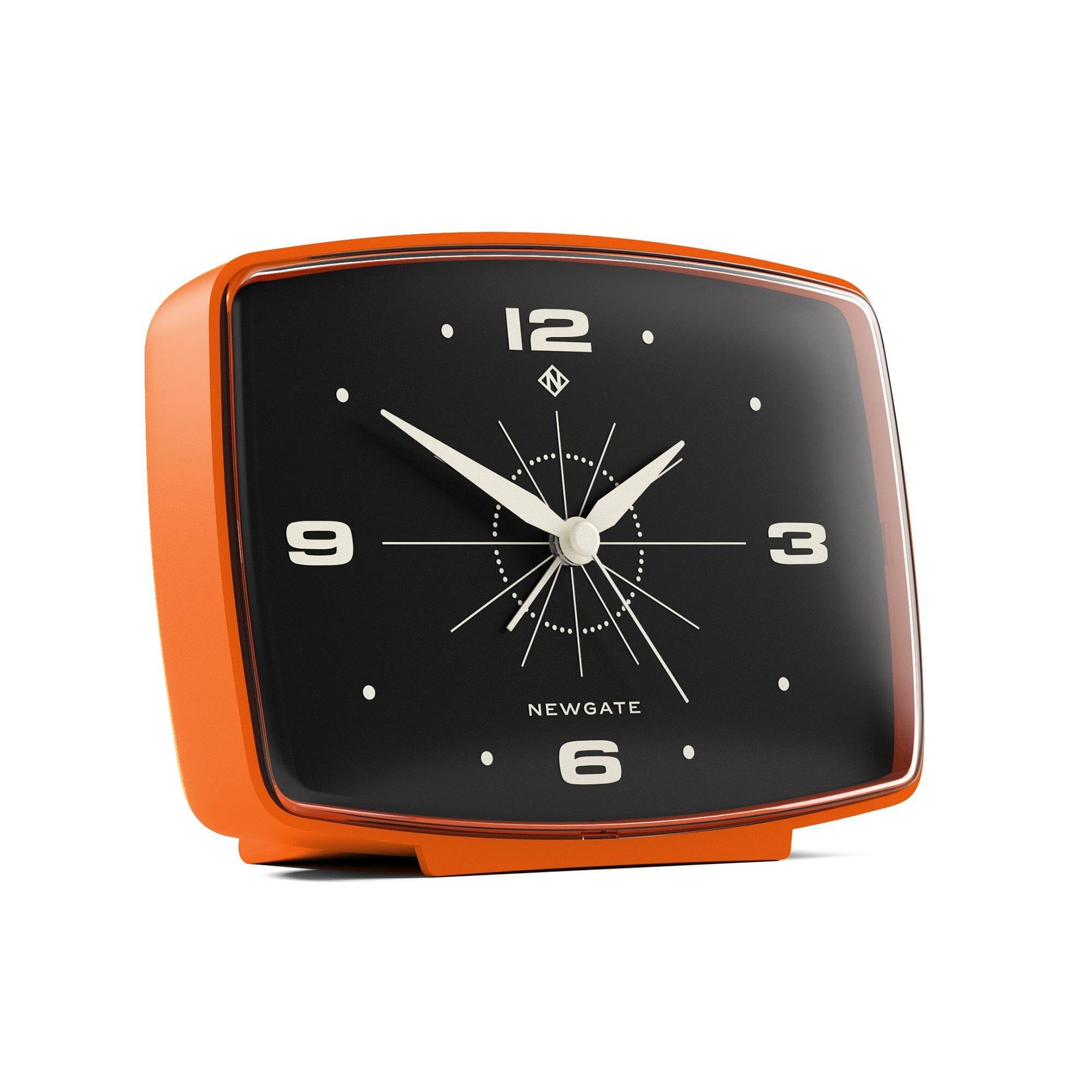 Newgate Matt Orange Newgate® Brooklyn Alarm Clock | Rectangular Retro Design | Pumpkin Orange | Ideal For Bedside, Desk, Shelf & Mantel | Mid-Century Retro Bedroom & Office Accessory