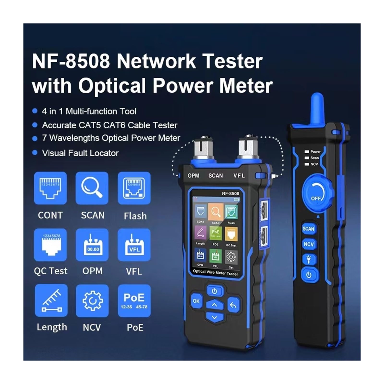 Tester per Fibre Tester For Cavi Di Rete Misuratore Potenza Ottica PoE For In ​​fibra Con Ricerca Linea Da 10 Mw