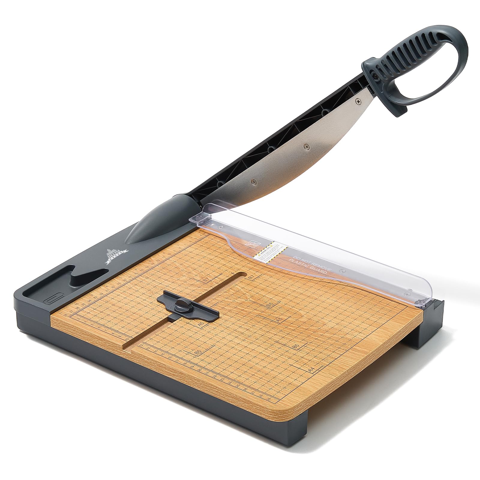 Taglierina per carta con ghigliottina di legno (80 g A4, 32 fogli di potenza di taglio), taglierina manuale, taglierina a leva, forbici per carta e foto, massima precisione