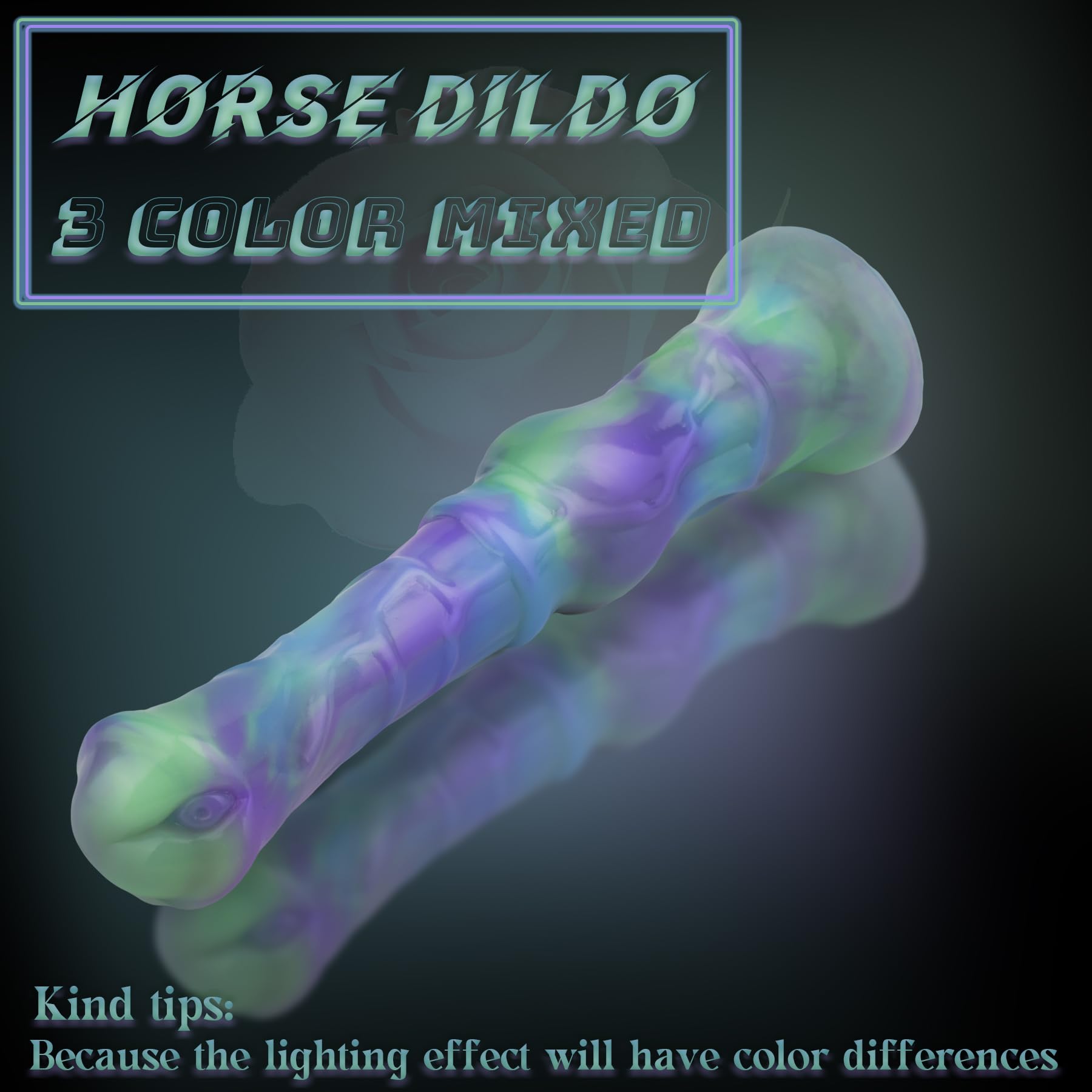 Knot Horse Dildo 9.8 Inch Soft Colorful Silicone Fantasy Dildo Suction Cup XL g Spot Thick Realistic Animal Fake Penis Dildos Large Anal Play utt Plug Women Couple Gay Adult Sex Toys & Games (B)