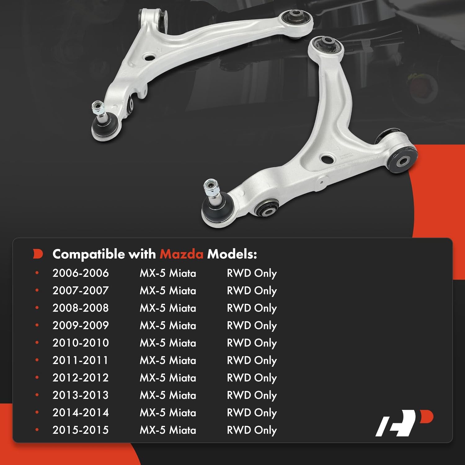 A-Premium 2 x Front Lower Control Arm, with Ball Joint & Bushing, Compatible with Mazda MX-5 Miata 2006-2015