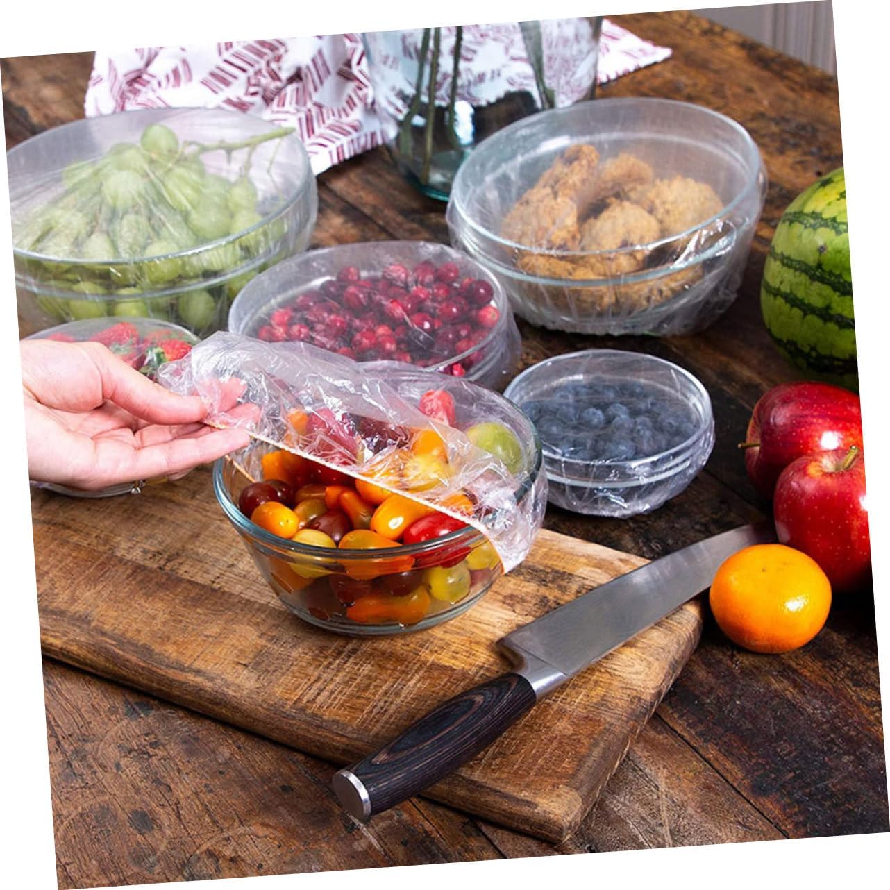 GLEAVI Elastic Bowl Covers 400 pcs Disposable Plastic Stretch Wrap for Food Storage Reusable Dish Covers for Leftovers and Meal Prep Kitchen Use
