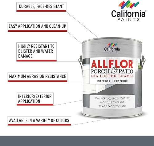Miniatura 2 de California Paints ALLFLOR - Esmalte de pintura para porche, patio y suelo, gris acorazado, 1 galón, fórmula extremadamente duradera a base de agua,