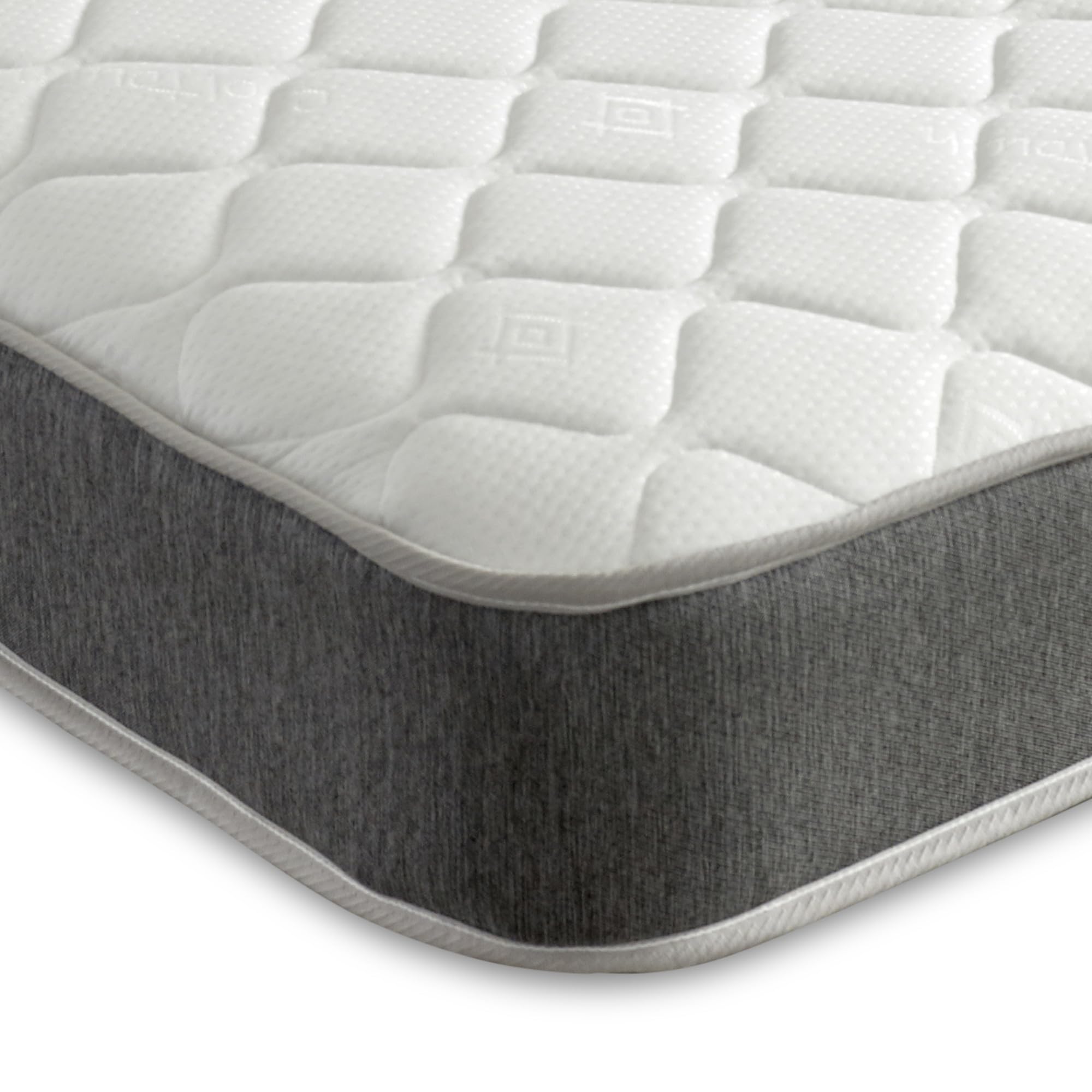 eXtreme comfort ltd Grey Cooltouch Essentials 2ft6 x 5ft9 Shorty Mattress (75 x 175cm) 18cm Deep Bonnell Open Coil Spring with Foam Comfort Layer - Soft Comfort. UK Made, Rolled & Boxed