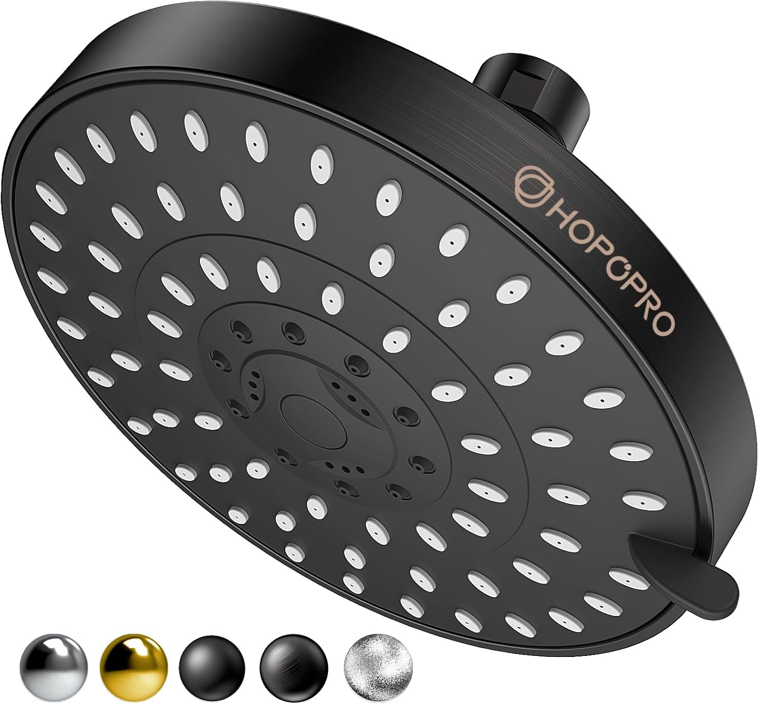 HOPOPRO 5-Mode High Pressure Shower Head - The Washington Post, NBC News, Today TV Show Recommended - High Flow Fixed Showerheads (6 Inch Oil Rubbed Bronze) 6 Inch Modern Oil Rubbed Bronze