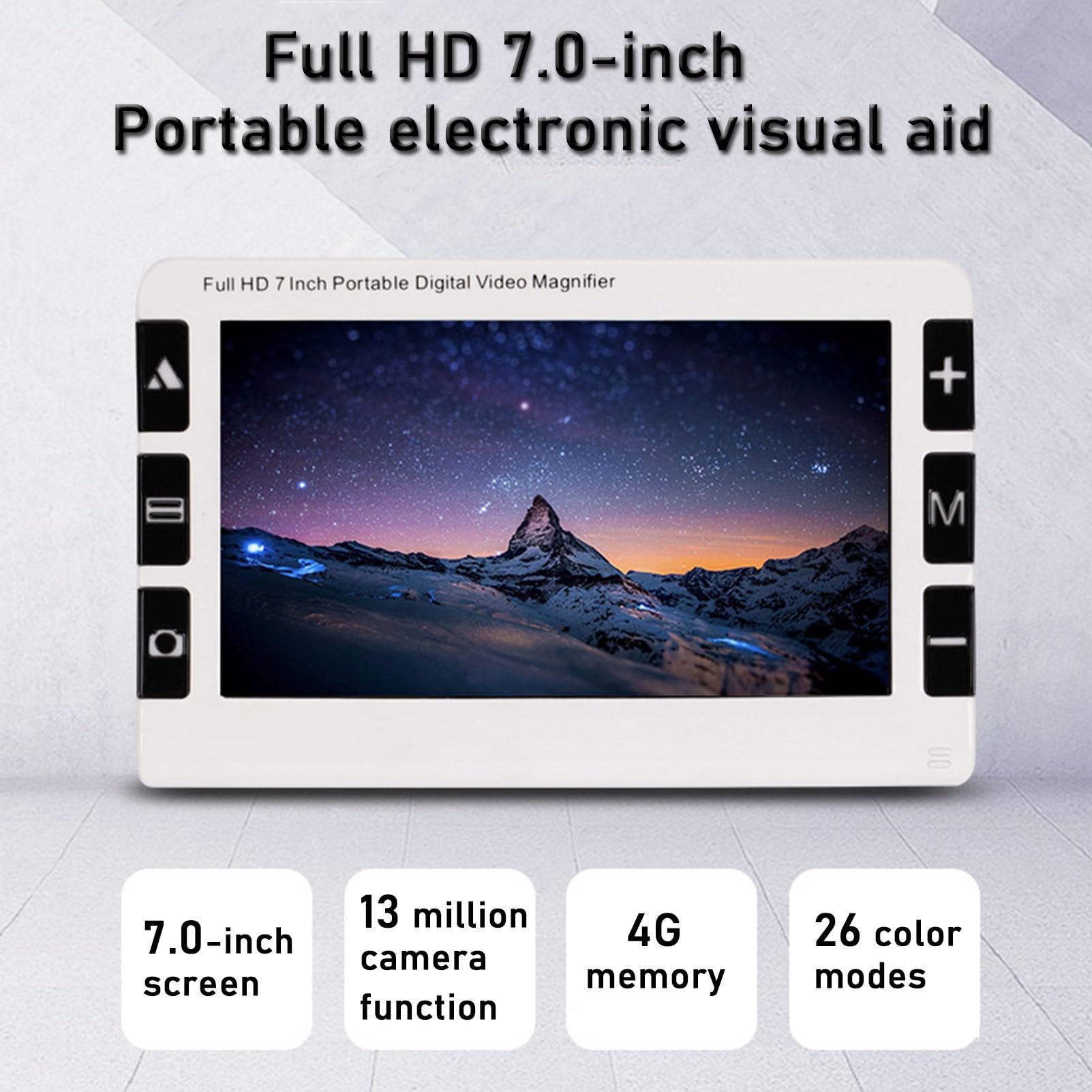 Lupa electrónica de 7 Pulgadas con Zoom de 2X a 32X, Lupa portátil para Lectura de periódicos para Personas con discapacidad Visual, Lupa Digital de 26 Modos de Color, para Personas Mayores