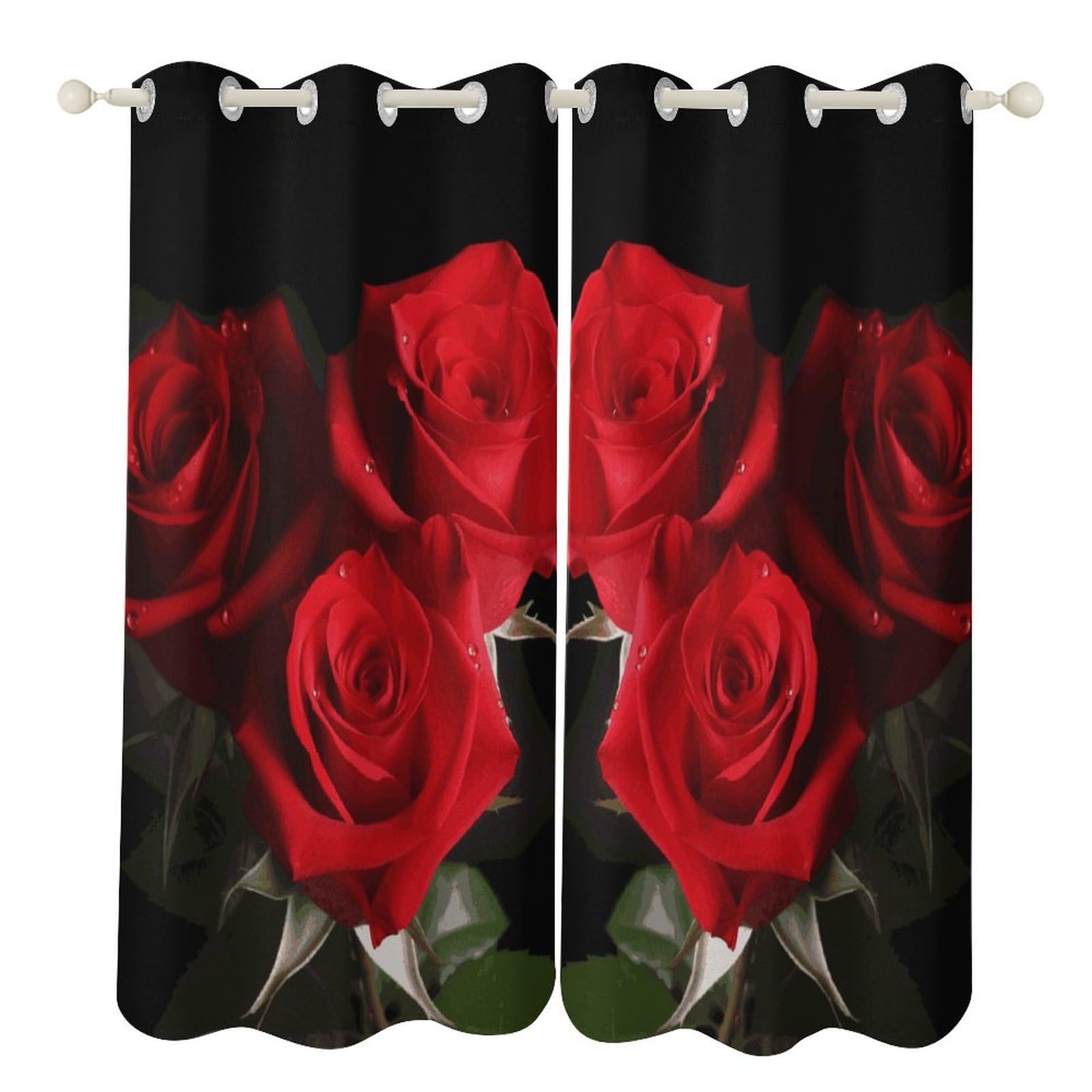Rideaux occultants à oeillets roses rouges pour chambre et salon