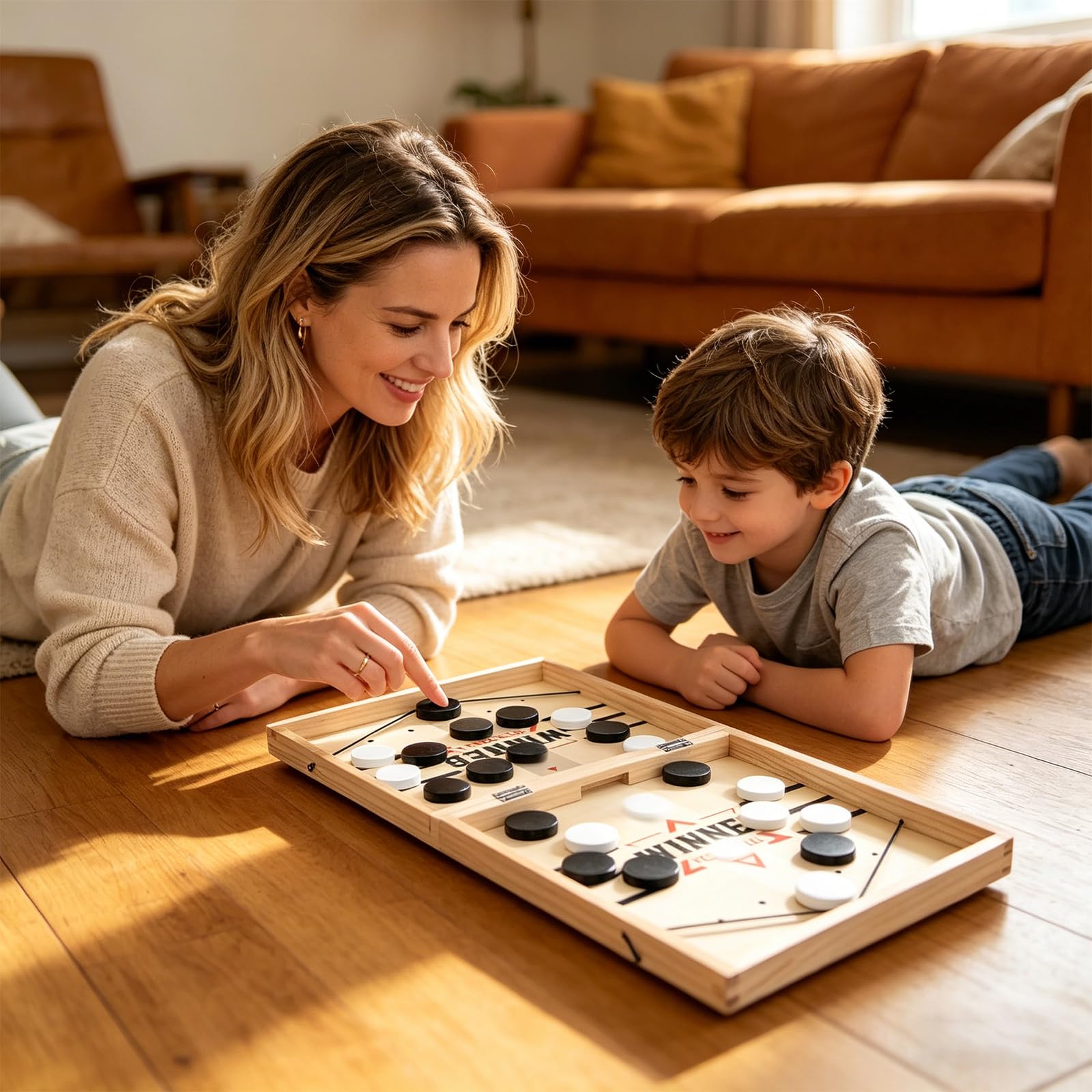 Curling da Tavolo, Realizzato in Legno Naturale, Hockey da Tavolo, Hockey Robusto e Pieghevole, Ideale per Riunioni di Famiglia, Feste con Gli Amici, Relax in Ufficio e Campeggio All'aperto (A)