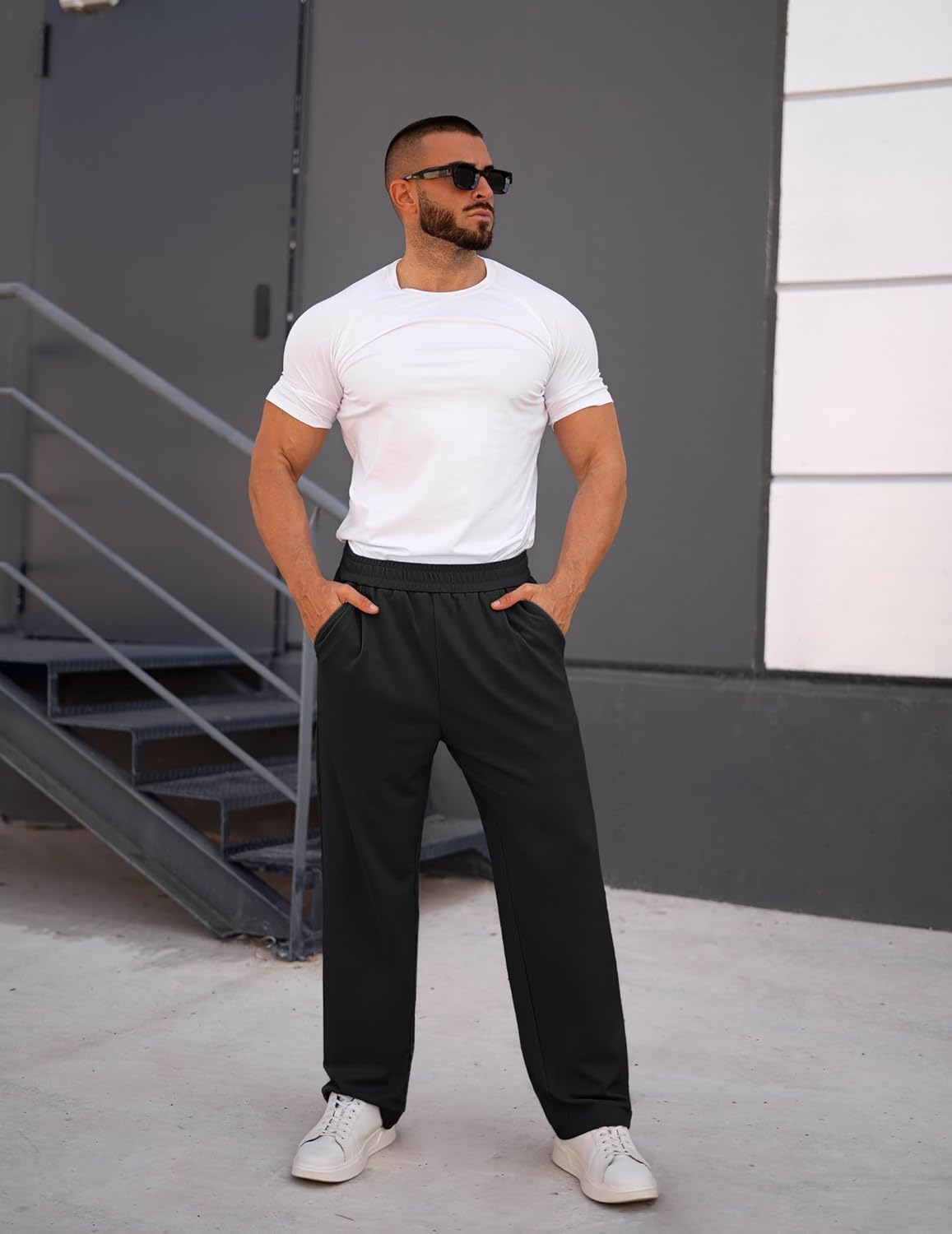 COOFANDY Mens Casual Sweatpants Open Bottom Lounge Pants Lightweight Baggy Workout Yoga Track Pants - Image 3